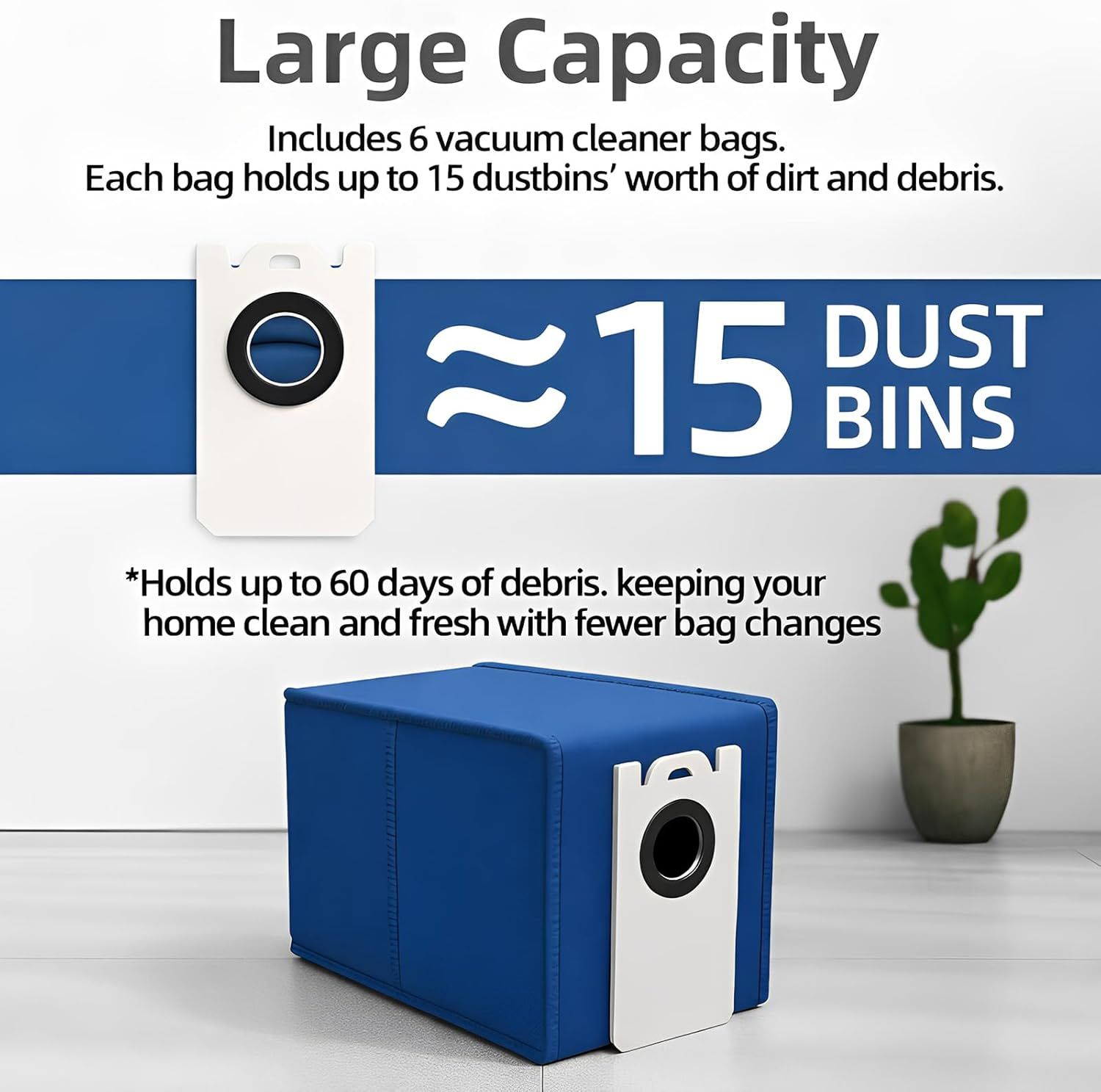 6-Pack 6-Liter Dust Bags Compatible with bObsweep UltraVision and UltraVision Pet Sel-Empty Robot Vacuums, 6 x Disposable Replacement Vacuum Bags - Image 5