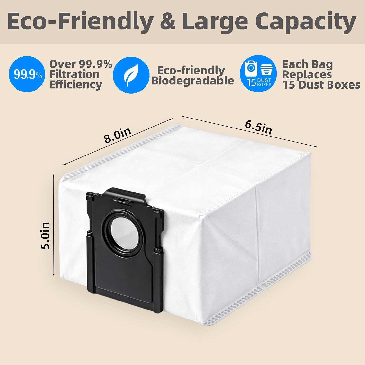 10-Pack 4-Liter Dust Bags Compatible with Dreame D10 Plus Gen 2 Robot Vacuum (RLD32GD), 10 × 4L Disposable Replacement Vacuum Bags - Image 2