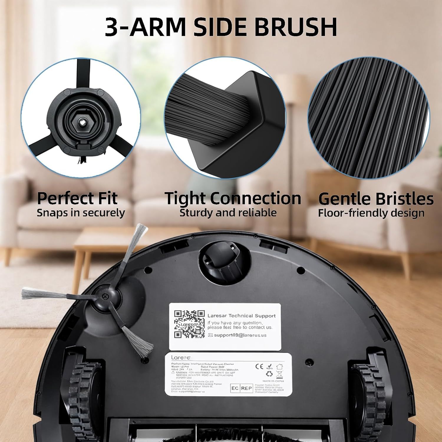 Replacement Parts Kit or HONITURE Q6 Pro, or Laresar L6 Pro, or AIRROBO T10+, or Neabot N2 Robot Vacuum Accessories,2 Main Brush, 4 Side Brush, 4 Hepa ilter, 4 Mop Pad,3 Dust Bag - Image 7