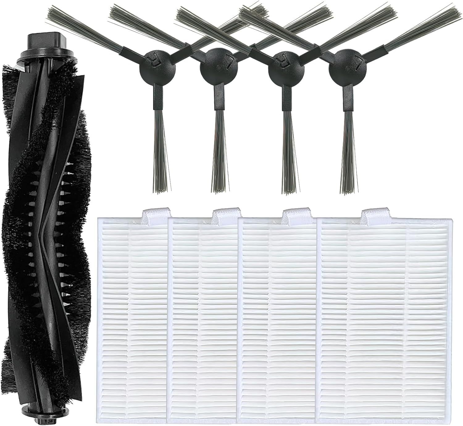 Accessories Kit or iHome AutoVac Eclipse iHRV1 / Eclipse G iHRV2 Robot Vacuum Replacement Parts, 1 Main Roller Brush, 4 Side Brush, 4 Hepa ilter - Image 1