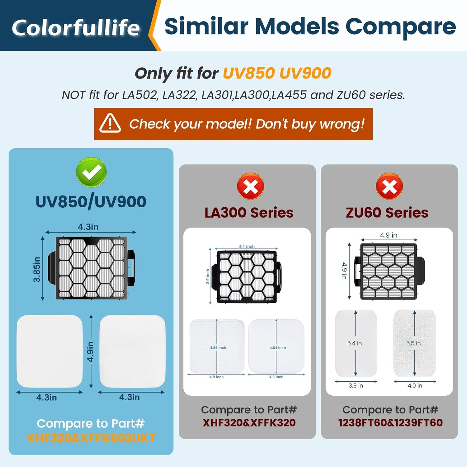 UV850 ilters Replacement or Shark Perormance Lit Away UV850 UV900 DuoClean Upright Vacuum, Compare to Part #XH320 & XK602UKT, 2 HEPA ilters and 4 oam & elt ilters - Image 4