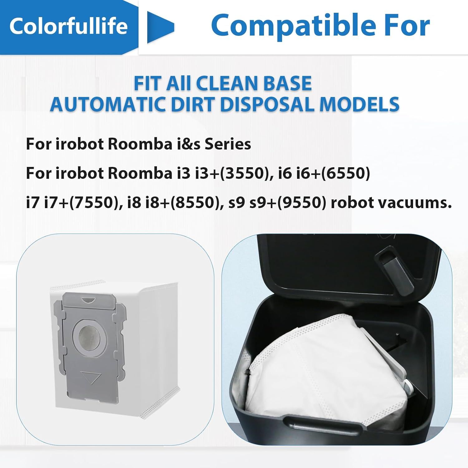 12 Pack Vacuum cleaner bags or irobot Roomba i7 i7+ i8 i8+ i3 i3+ i4 i4+ i6 i6+ j7 j7+ s9 s9+, i and s and j Series Clean Base Automatic Dirt Disposal Bags - Image 4