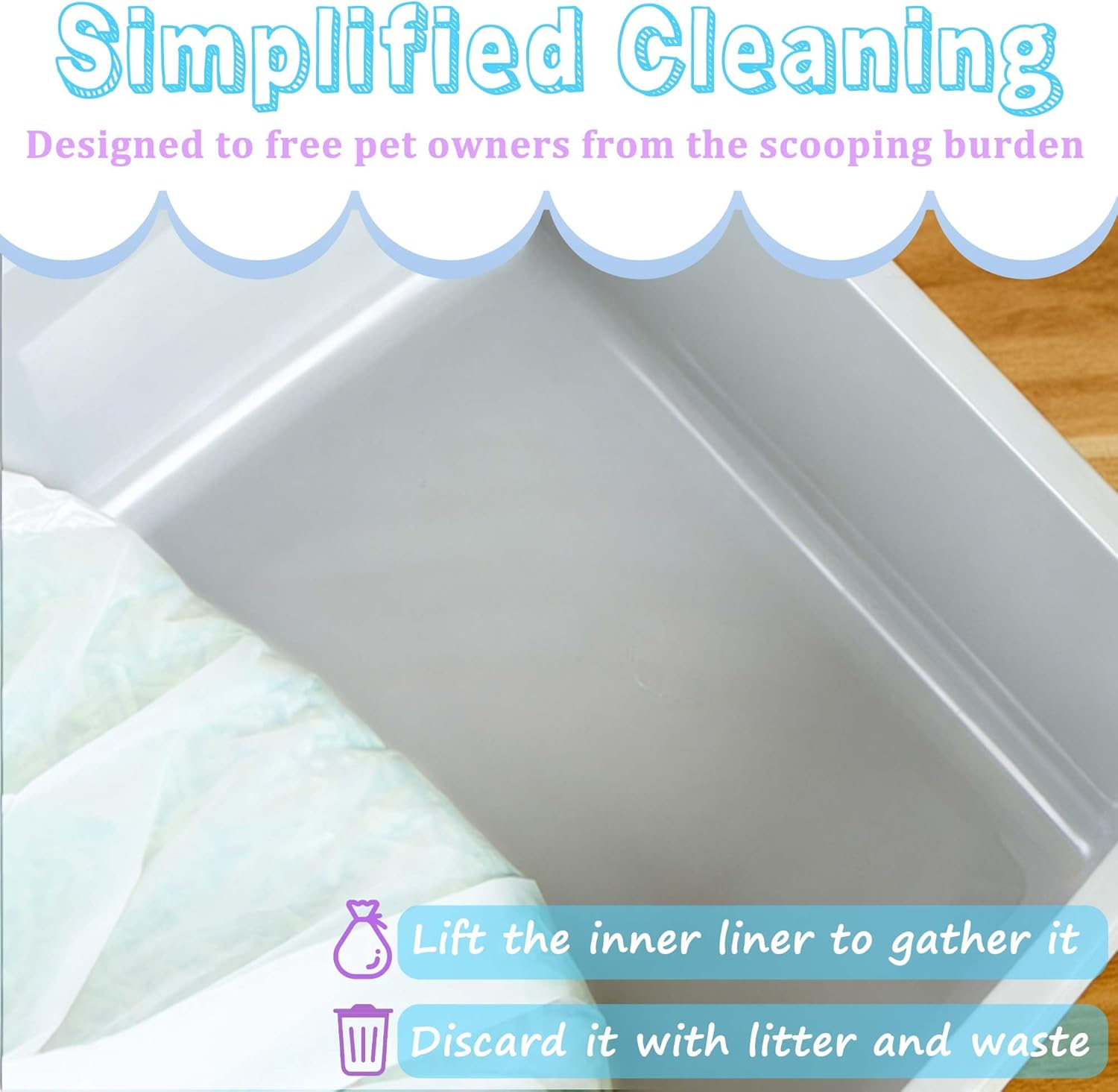 Large Cat Litter Liners, Jumbo Drawstring Leakproof Bags for IRIS Cat Litter Boxes, Heavy Duty 2 MIL Tear-Resistant Extra Durable Disposable Bags for Most Cat Litter Pans, 42“ x 20”, 16PCS - Image 4