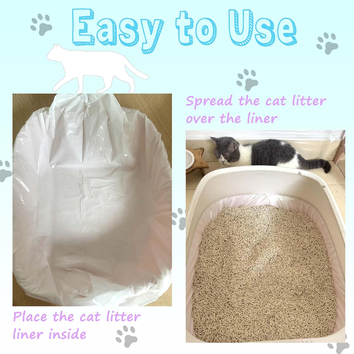 Large Cat Litter Liners, Jumbo Drawstring Leakproof Bags for IRIS Cat Litter Boxes, Heavy Duty 2 MIL Tear-Resistant Extra Durable Disposable Bags for Most Cat Litter Pans, 42“ x 20”, 16PCS - Image 8
