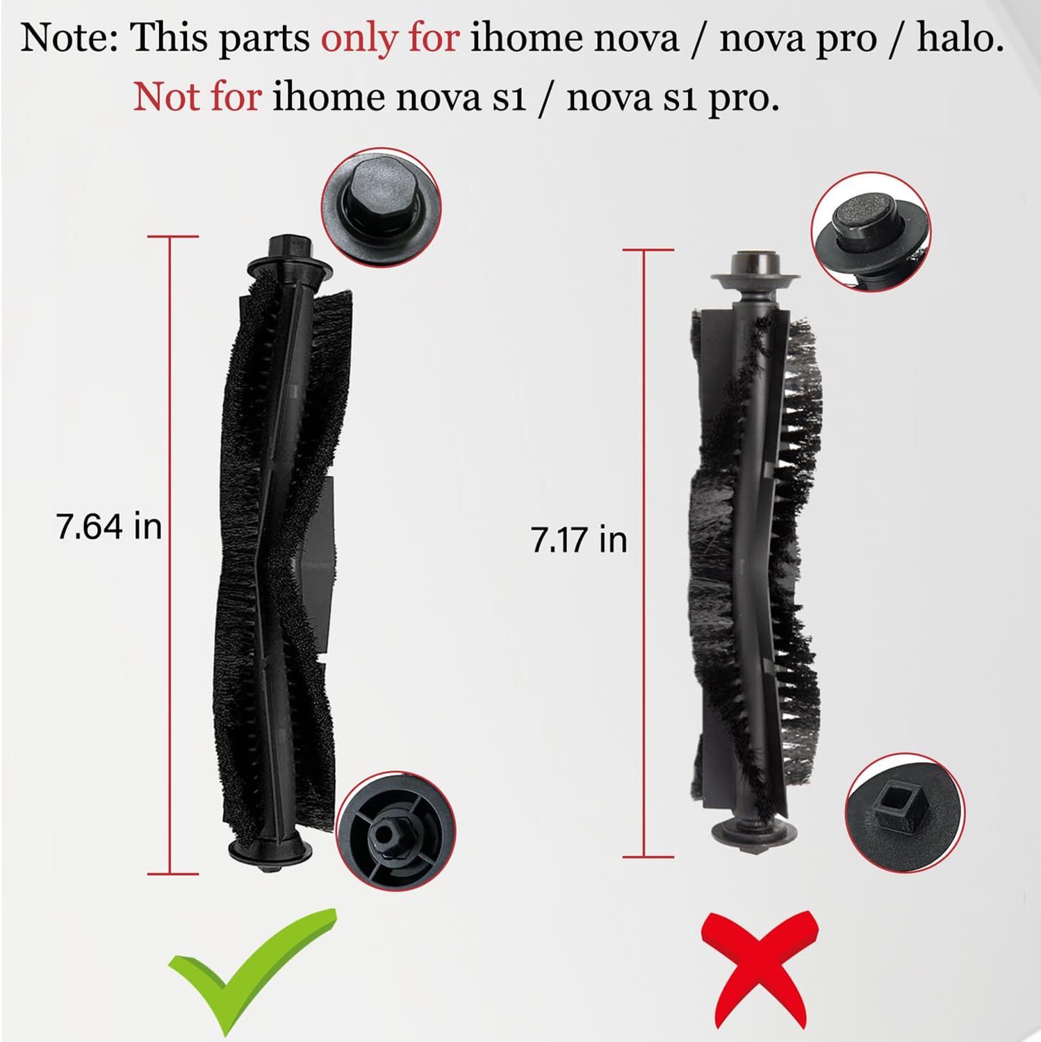 11Pcs iHRV6-BLK Replacement Parts or iHome AutoVac Nova Sel Empty Robot Vacuum Cleaner Spare Accessories, 1 Main Roller Brush,4 Side Brushes, 2 Hepa ilters, 2 Dust Bags, 2 Mop Pads - Image 2