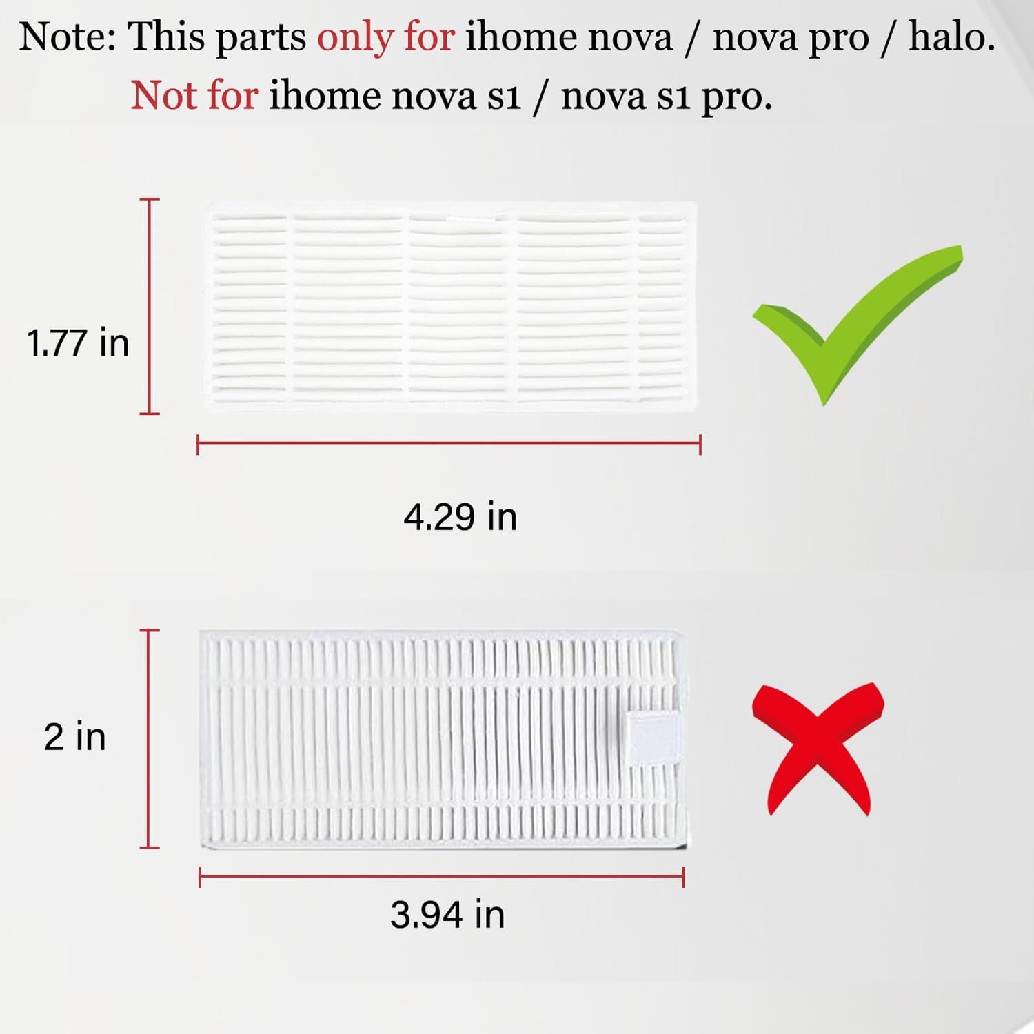 11Pcs iHRV6-BLK Replacement Parts or iHome AutoVac Nova Sel Empty Robot Vacuum Cleaner Spare Accessories, 1 Main Roller Brush,4 Side Brushes, 2 Hepa ilters, 2 Dust Bags, 2 Mop Pads - Image 4