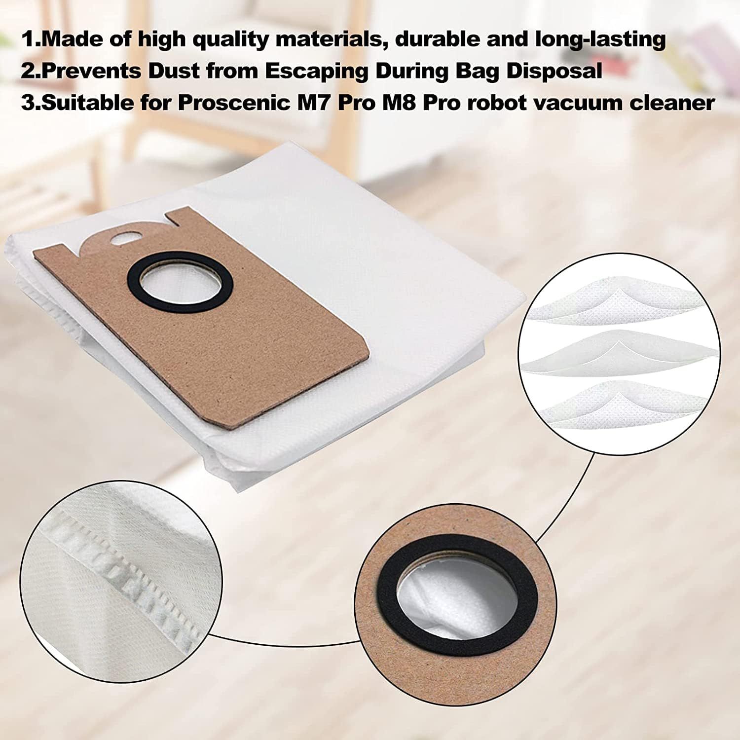 10 Pack Dust Bags or iHome AutoVac Nova S1 Pro, iHRVS1PRO-3BLK, iHRV6-BLK, iHRV7-SLK, iHRV13-BLK,iHRV14-BLK Robot Vacuum Replacement Accessory Parts - Image 4