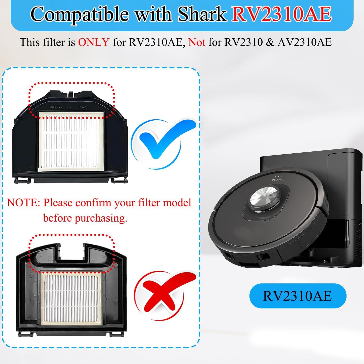 RV2310AE Replacement Parts or Shark RV2310AE Matrix Robot Vacuum Cleaner Accessories Kit, 1 Main Brush, 6 Side Brushes, 2 ilters, 2 oam ilters, 1 Cleaning Brush - Image 3