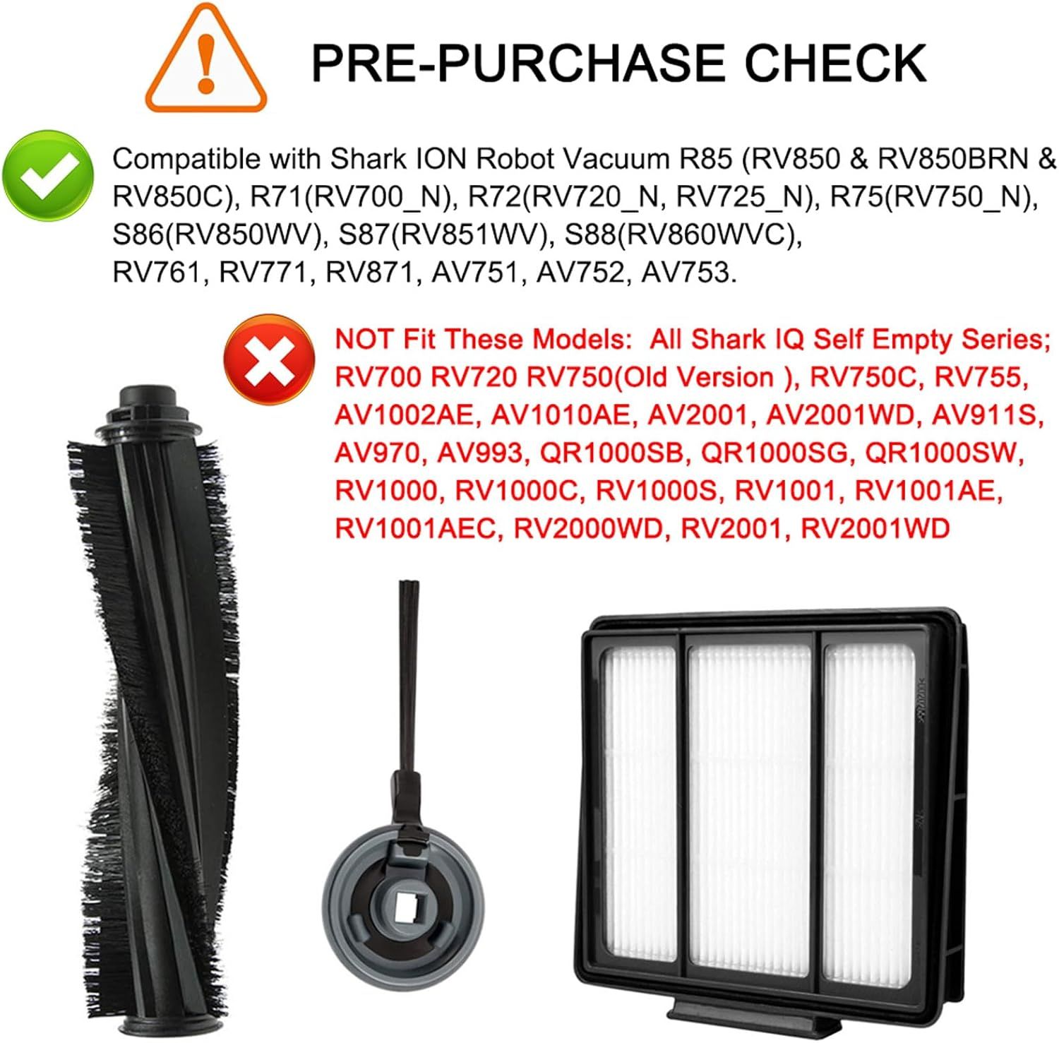 10 Pack Replacement ilter Side Brush or Shark ION Robot Vacuum R85 RV850 S86 S87 S88 R71 R72 R75 RV761 RV771 RV871 AV751 AV752 AV753 - Image 3