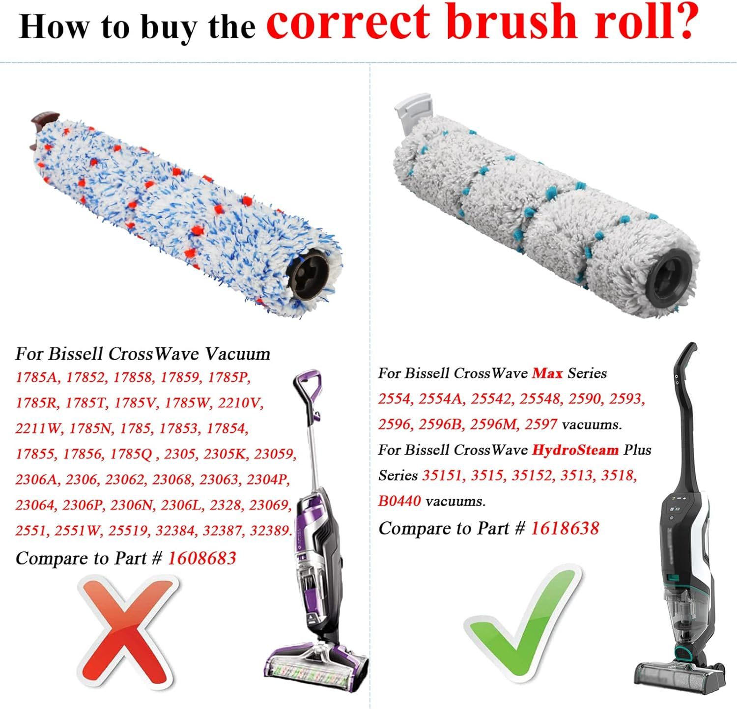 Brush ilter Replacement Parts or Bissell CrossWave HydroSteam 35151 35152 3513 3518 or CrossWave Max 2554 2590 2593 2596 Vacuum, 2 Pack 2788 Pet Brushes 2 Pack 2787 Multi-Surace Brushes 4 P - Image 4