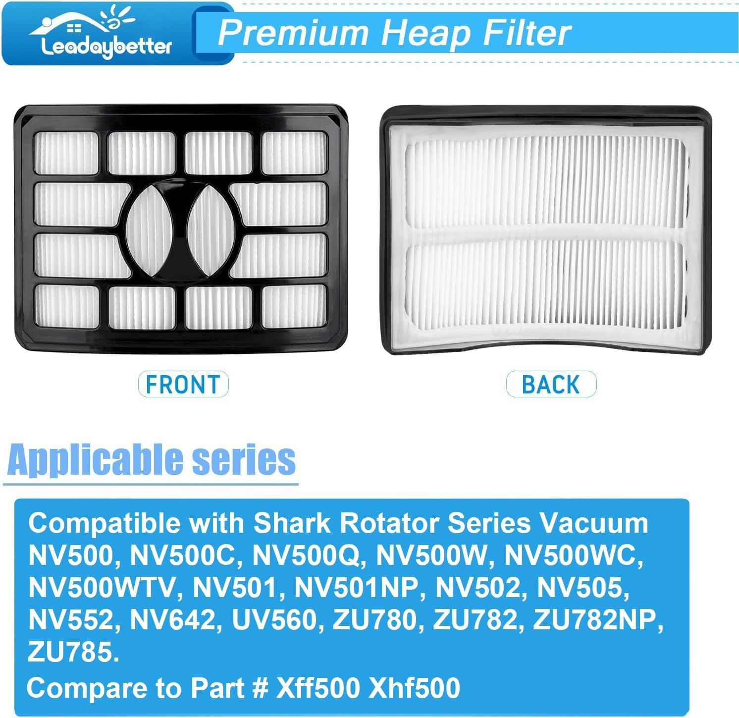 ilter Replacement or Shark Rotator Pro Lit-Away NV500, NV501, NV502, NV505, NV552, NV642, UV560, ZU780, ZU782, ZU785. Compare to Part # X500 Xh500, 2 + 4 oam & elt ilters - Image 3