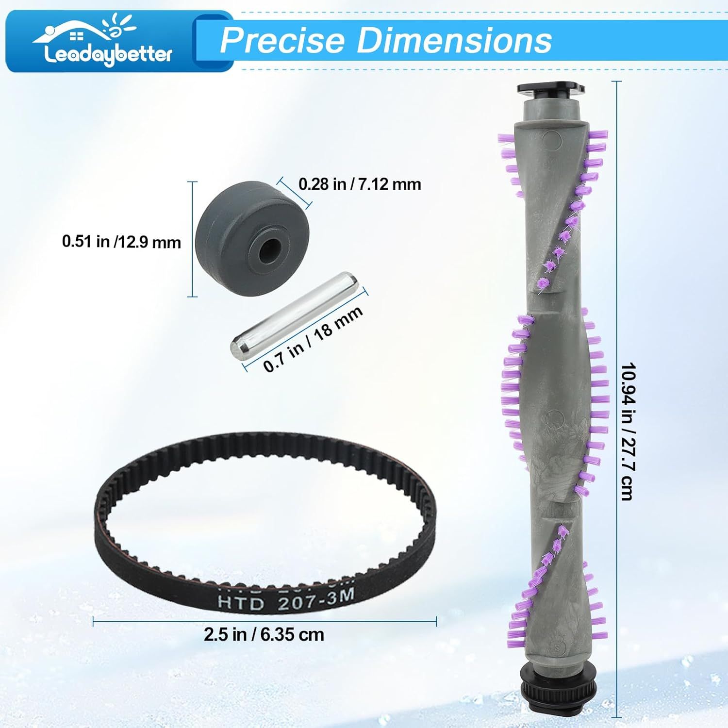 Roller Brush Replacement or Shark Navigator Lit Away NV350,NV352,NV353,NV360,NV356E,NV42,NV80,UV420,NV70,NV41,NV71,NV90,NV22 Series Upright Vacuum，1 Roller Brush + 2 Belts + 2 Wheels - Image 2