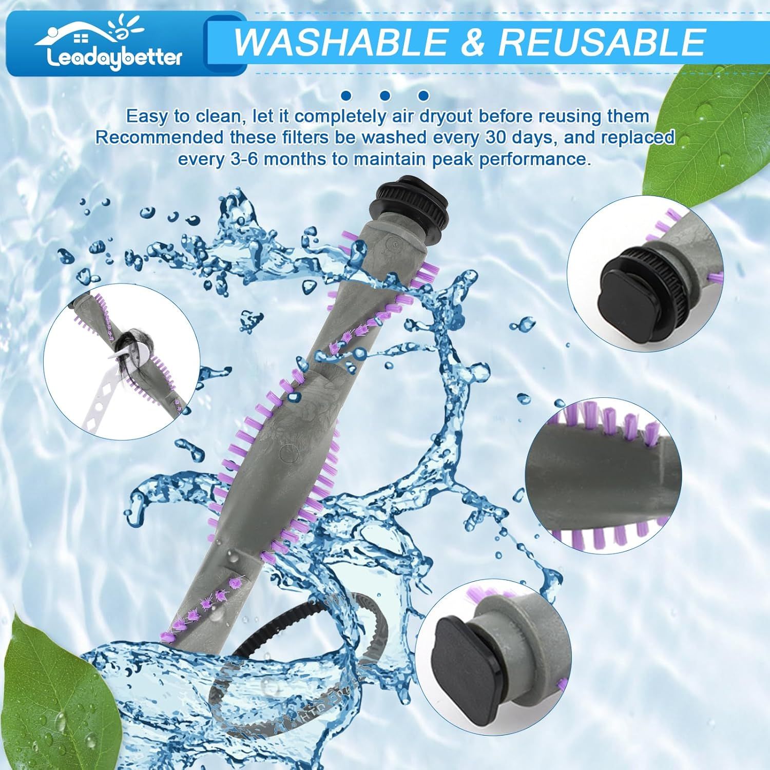 Roller Brush Replacement or Shark Navigator Lit Away NV350,NV352,NV353,NV360,NV356E,NV42,NV80,UV420,NV70,NV41,NV71,NV90,NV22 Series Upright Vacuum，1 Roller Brush + 2 Belts + 2 Wheels - Image 4