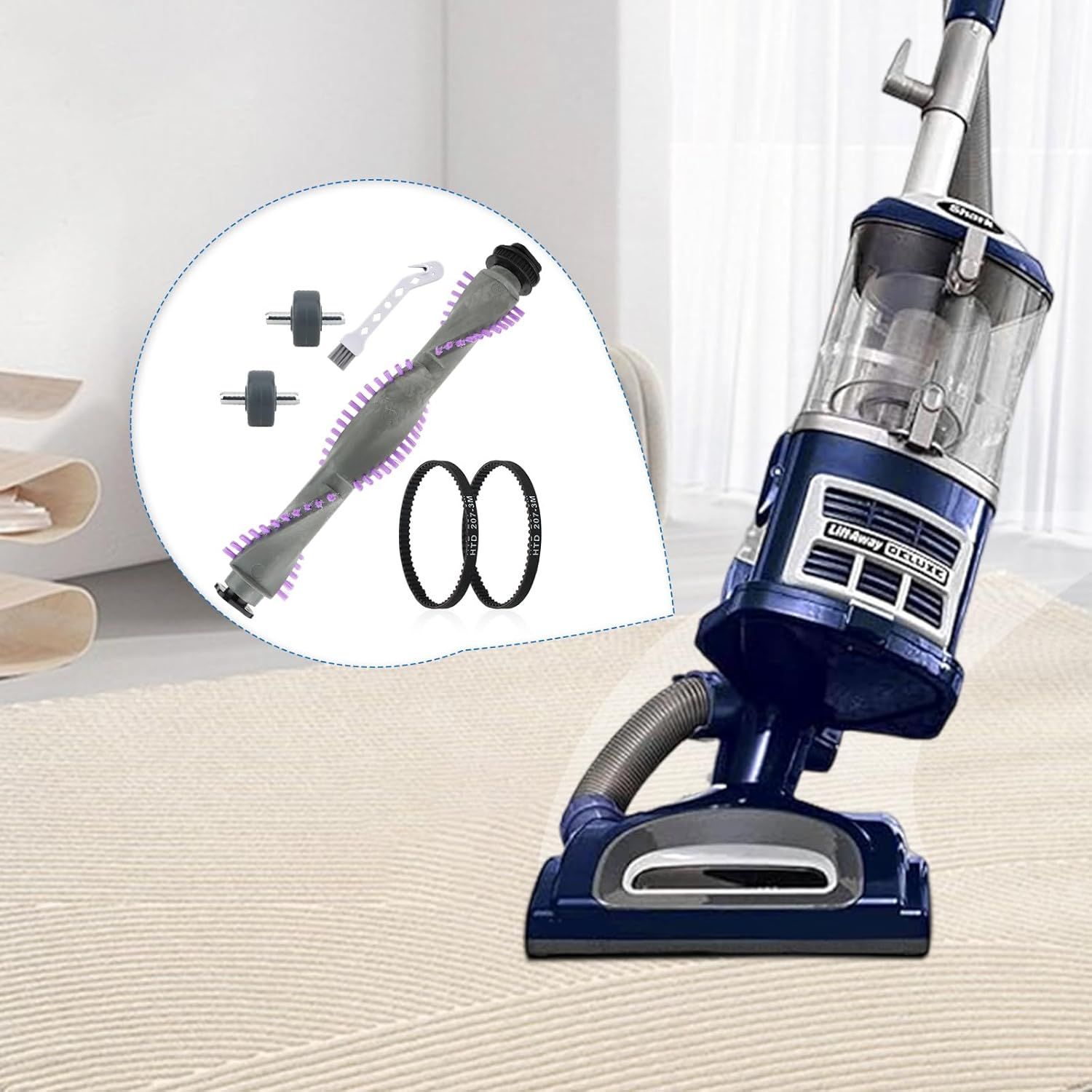 Roller Brush Replacement or Shark Navigator Lit Away NV350,NV352,NV353,NV360,NV356E,NV42,NV80,UV420,NV70,NV41,NV71,NV90,NV22 Series Upright Vacuum，1 Roller Brush + 2 Belts + 2 Wheels - Image 6