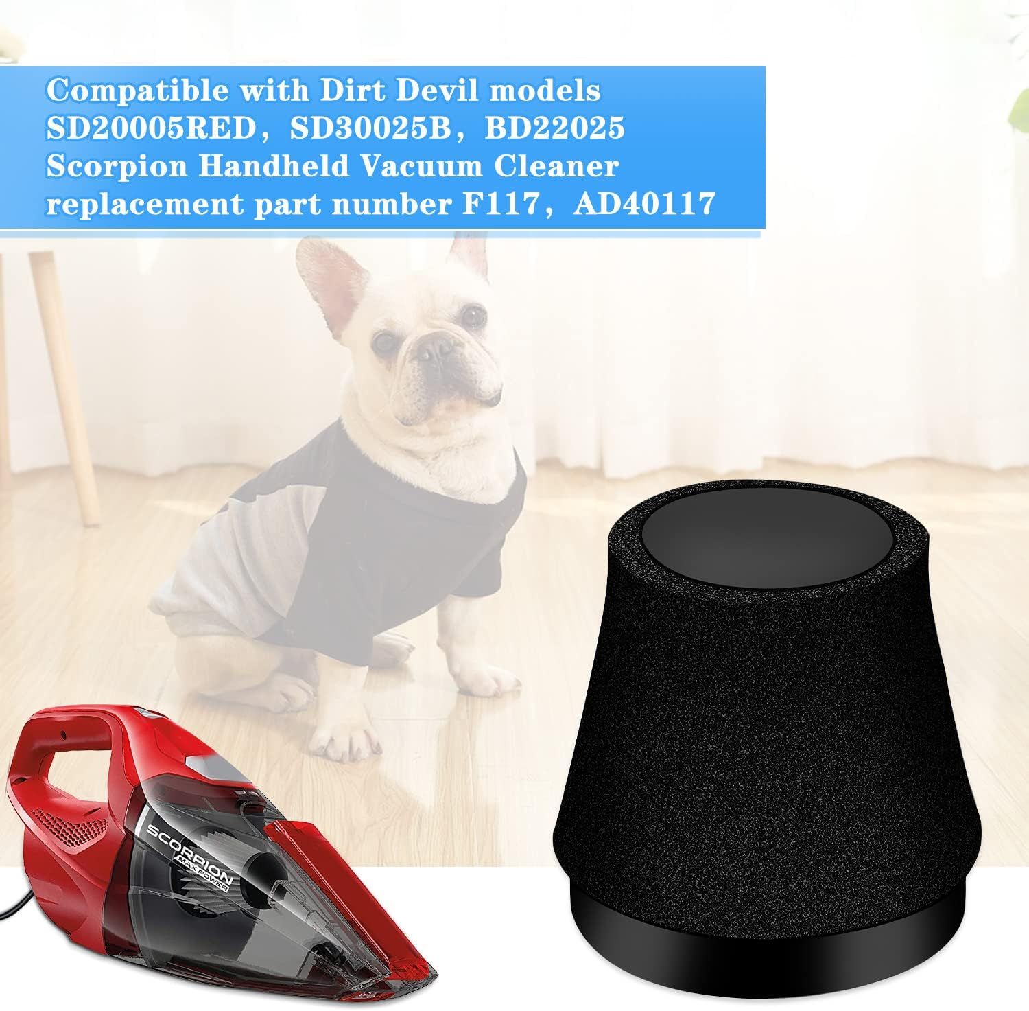 4 Pack Replacement ilter or Dirt Devil Scorpion Handheld Vacuum Cleaner Models 117 SD20005RED, SD30025B & BD22025, Compare to Parts AD40117 - Image 6