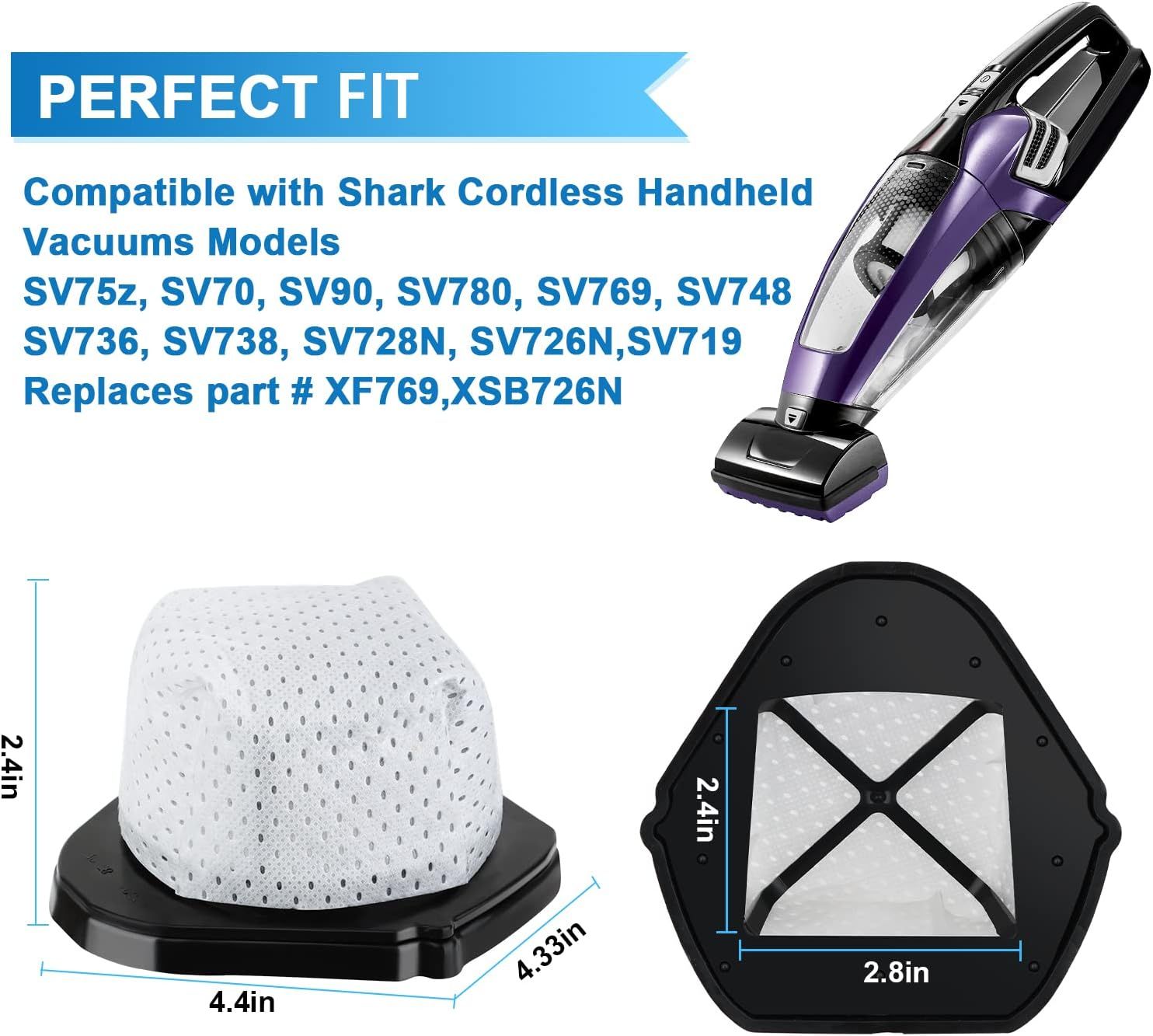 6 Pack Dust Cup ilters Replacement or Shark Cordless Handheld Vacuum SV780 SV75Z SV728N SV726N, Replacement Part# X769, XSB726N - Image 2
