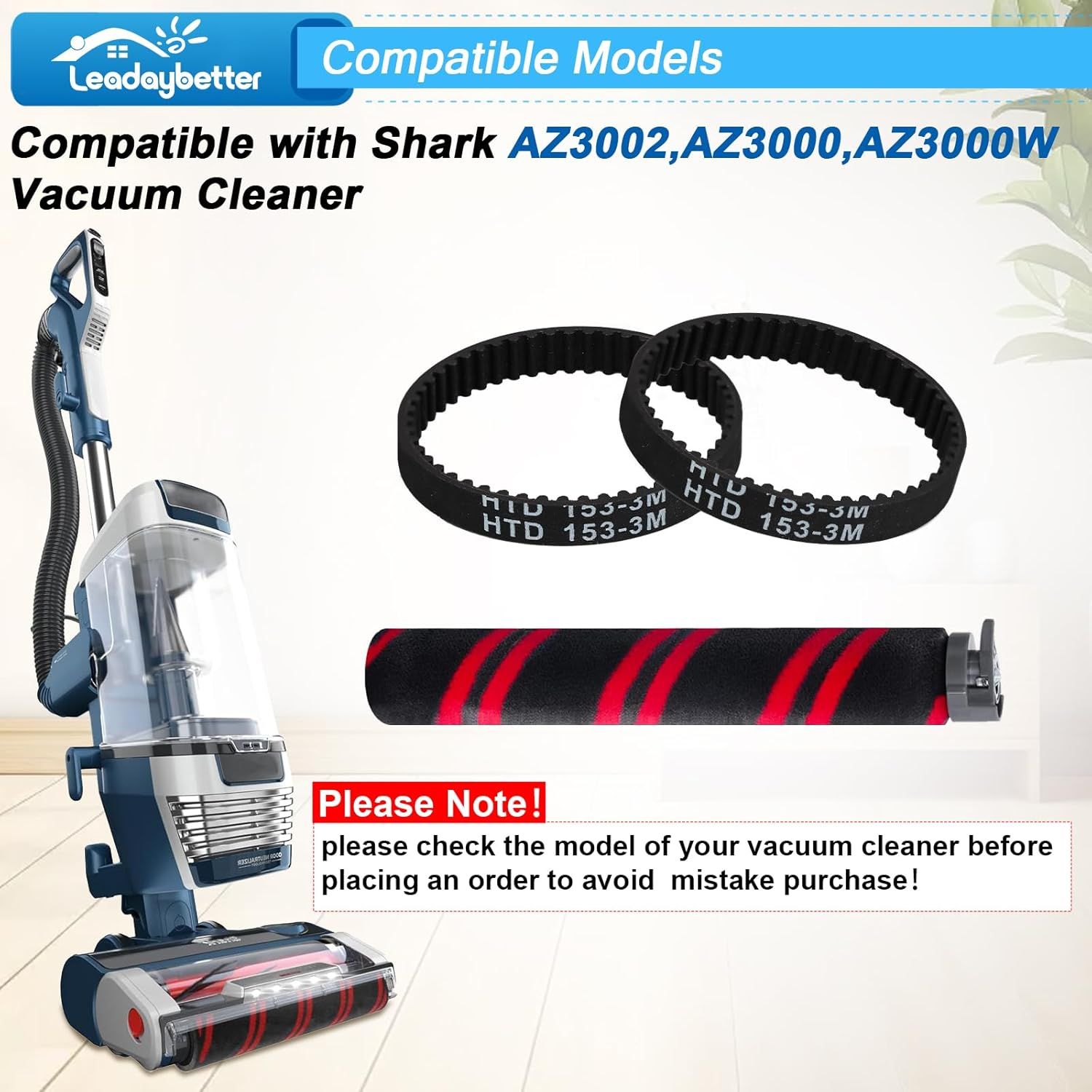AZ3002 LA702 LA700 Replacement or Shark AZ3002 AZ3000 AZ3000W LA702 LA700 LA555 Stratos DuoClean Powerins Upright Vacuum，Accessories Kit Includes 1 Brush Roll +2 Belt - Image 2