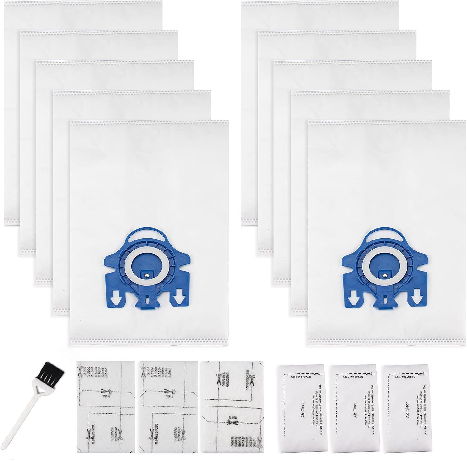 10 Packs 3D Airclean Bags Replacement or Miele GN Vacuum Cleaner Bags it or Miele Classic C2 C3 S2 S5 S8 S400 Series with Motor Protection ilters, AirClean ilters - Image 1