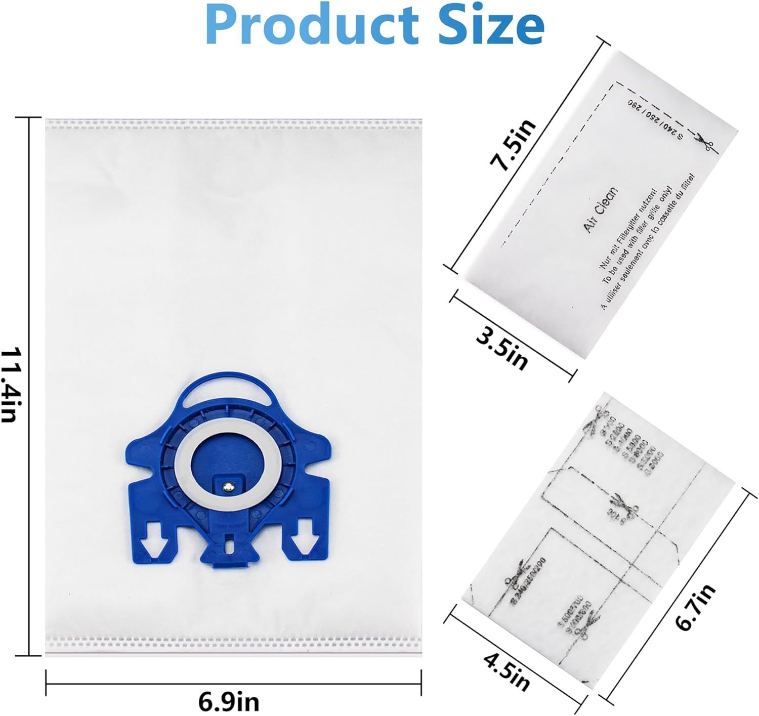 10 Packs 3D Airclean Bags Replacement or Miele GN Vacuum Cleaner Bags it or Miele Classic C2 C3 S2 S5 S8 S400 Series with Motor Protection ilters, AirClean ilters - Image 2