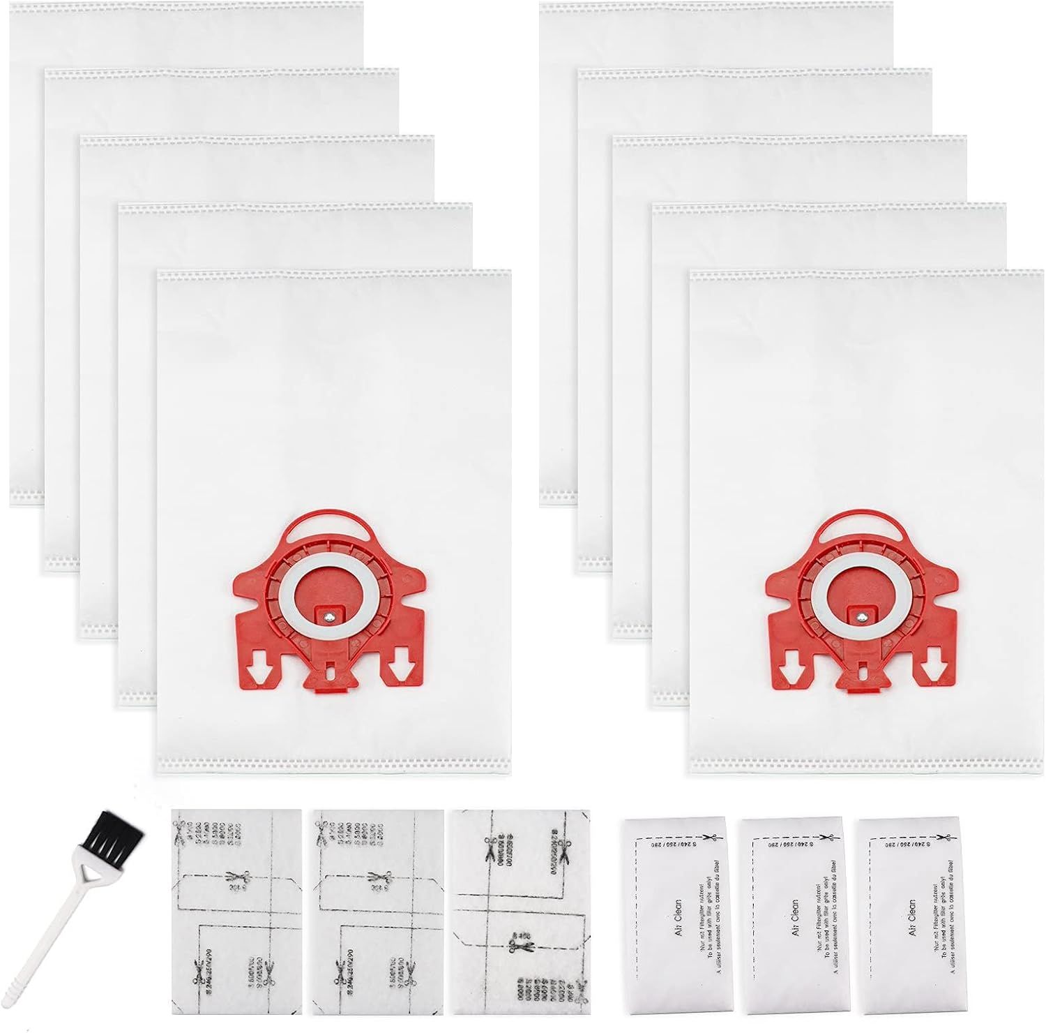 3D Airclean Dust Bags Replacement or Miele JM Vacuum Compact C2 Compact C1 Complete C1 S241 S290 S300i S500 S700 S4 S6 Series (Pack o 10) with 3 Motor Protection ilters 3 Air.Clean ilters - Image 1