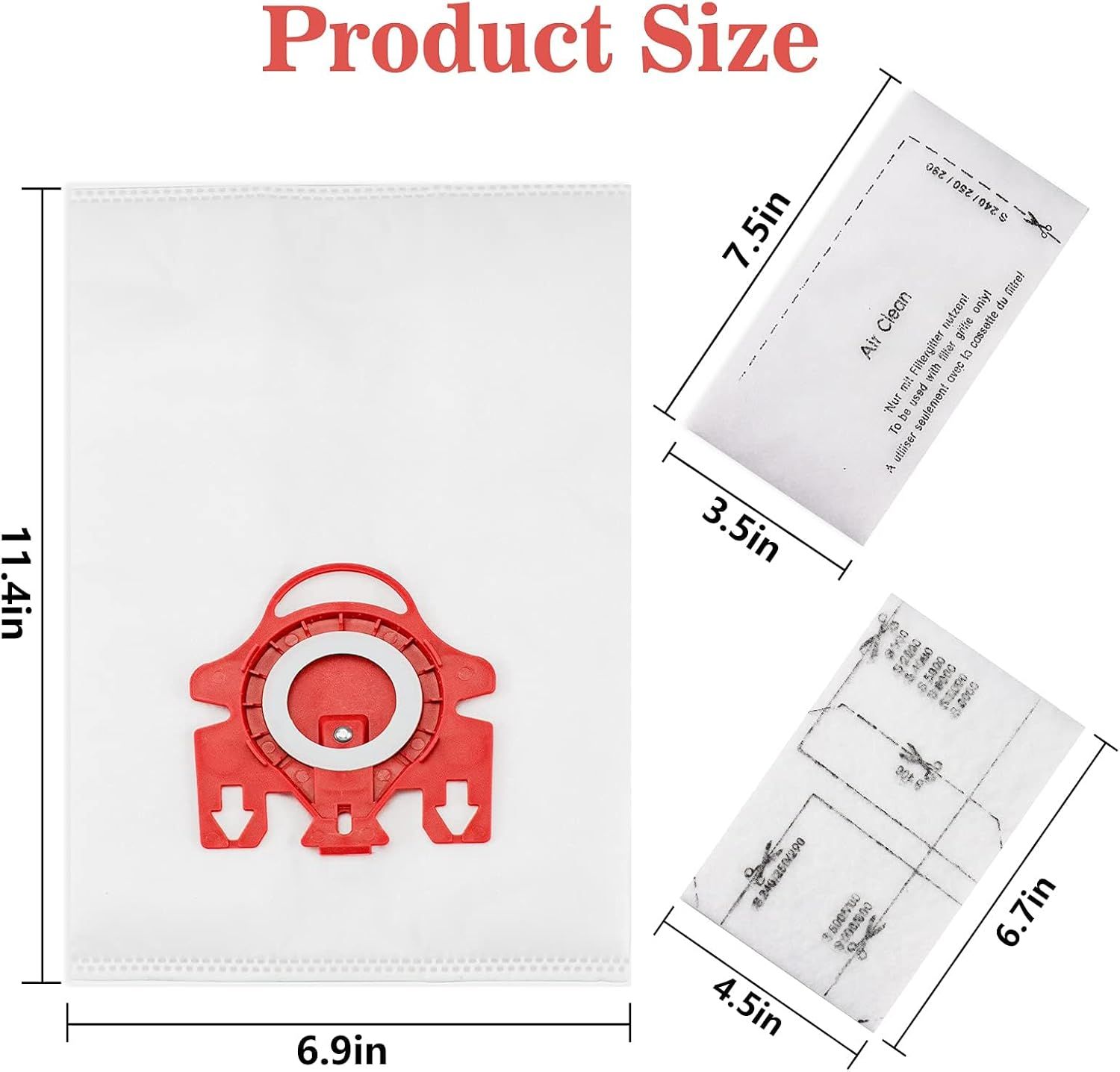 3D Airclean Dust Bags Replacement or Miele JM Vacuum Compact C2 Compact C1 Complete C1 S241 S290 S300i S500 S700 S4 S6 Series (Pack o 10) with 3 Motor Protection ilters 3 Air.Clean ilters - Image 2