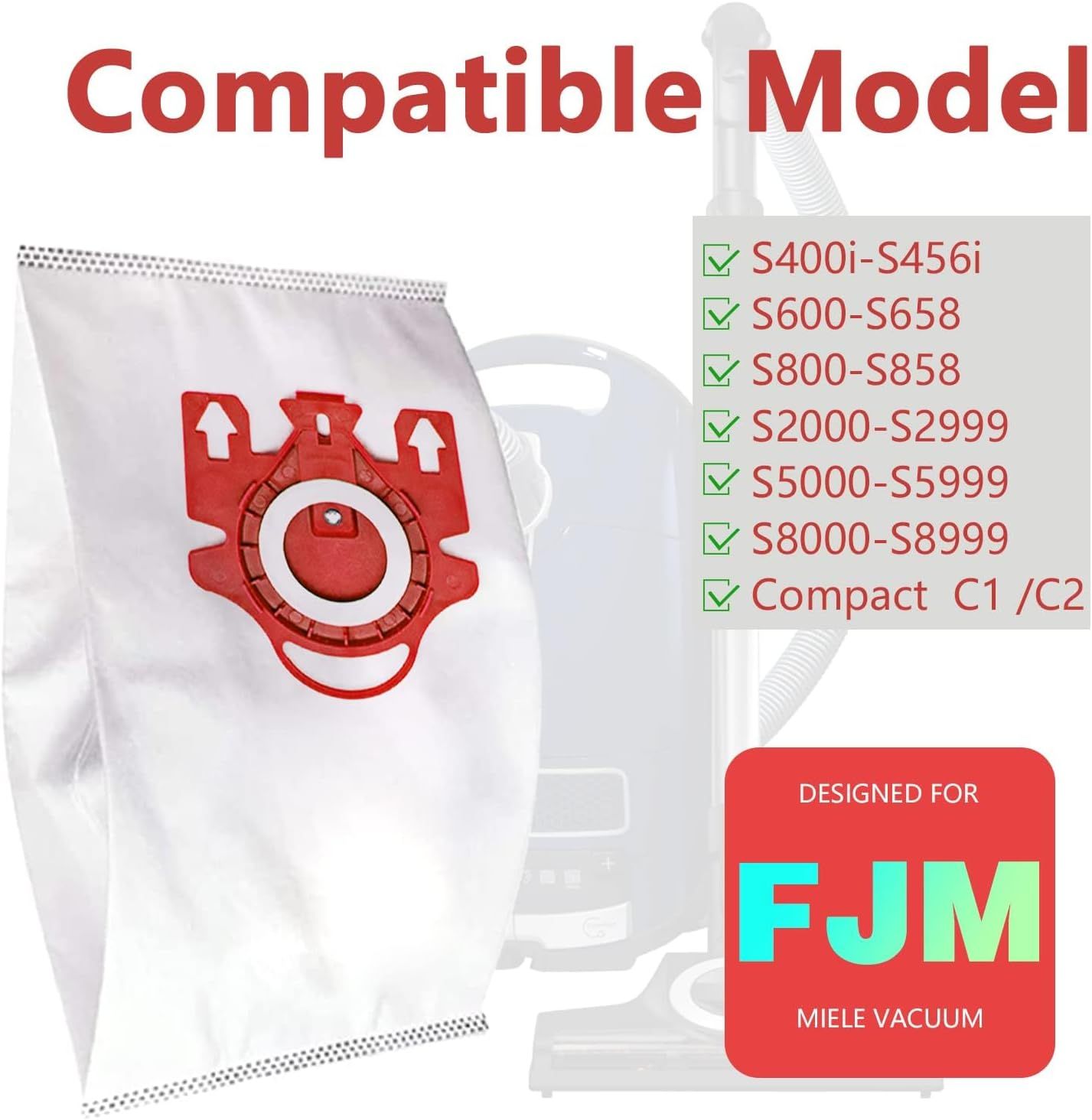 3D Airclean Dust Bags Replacement or Miele JM Vacuum Compact C2 Compact C1 Complete C1 S241 S290 S300i S500 S700 S4 S6 Series (Pack o 10) with 3 Motor Protection ilters 3 Air.Clean ilters - Image 5