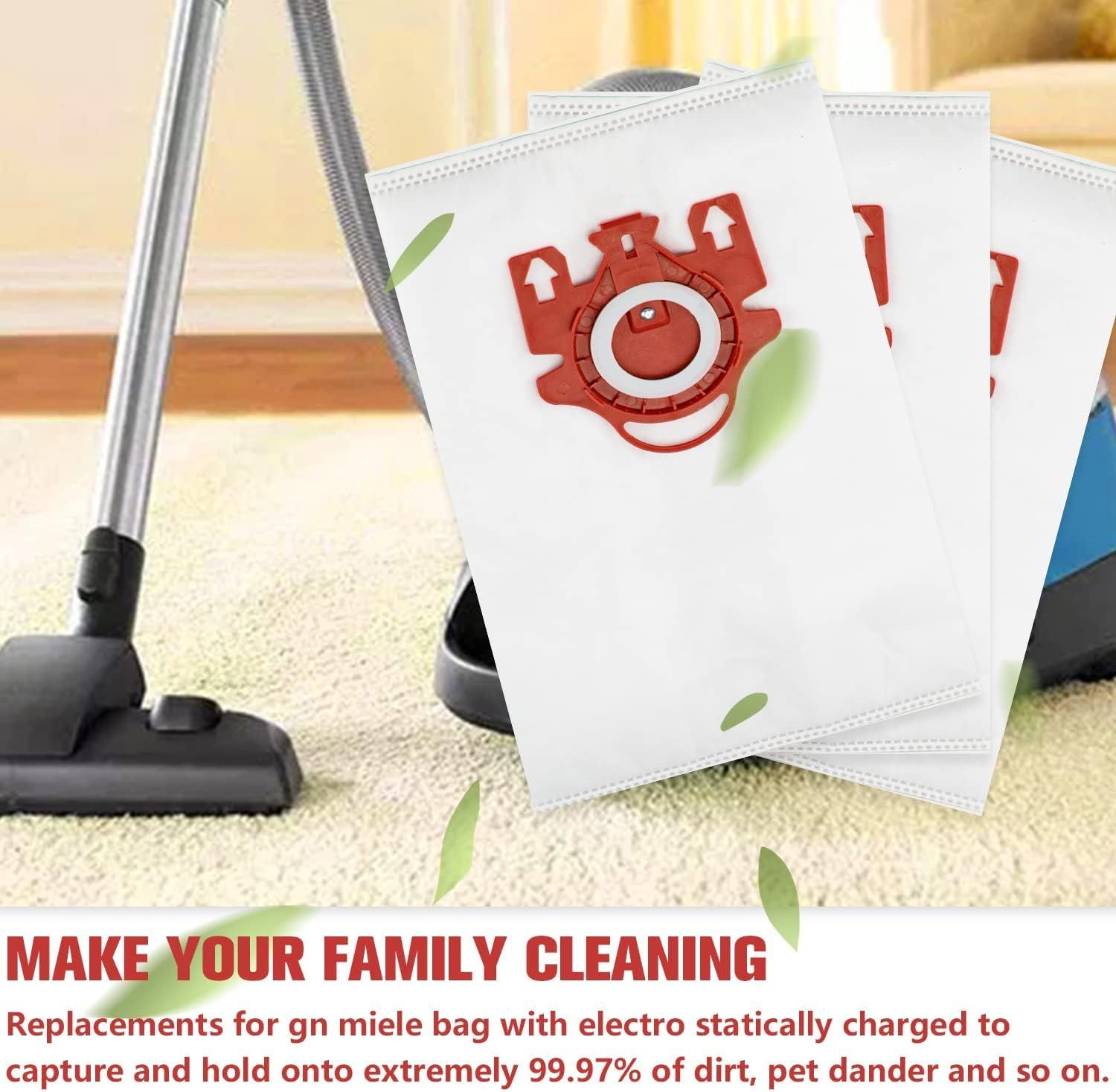 3D Airclean Dust Bags Replacement or Miele JM Vacuum Compact C2 Compact C1 Complete C1 S241 S290 S300i S500 S700 S4 S6 Series (Pack o 10) with 3 Motor Protection ilters 3 Air.Clean ilters - Image 6