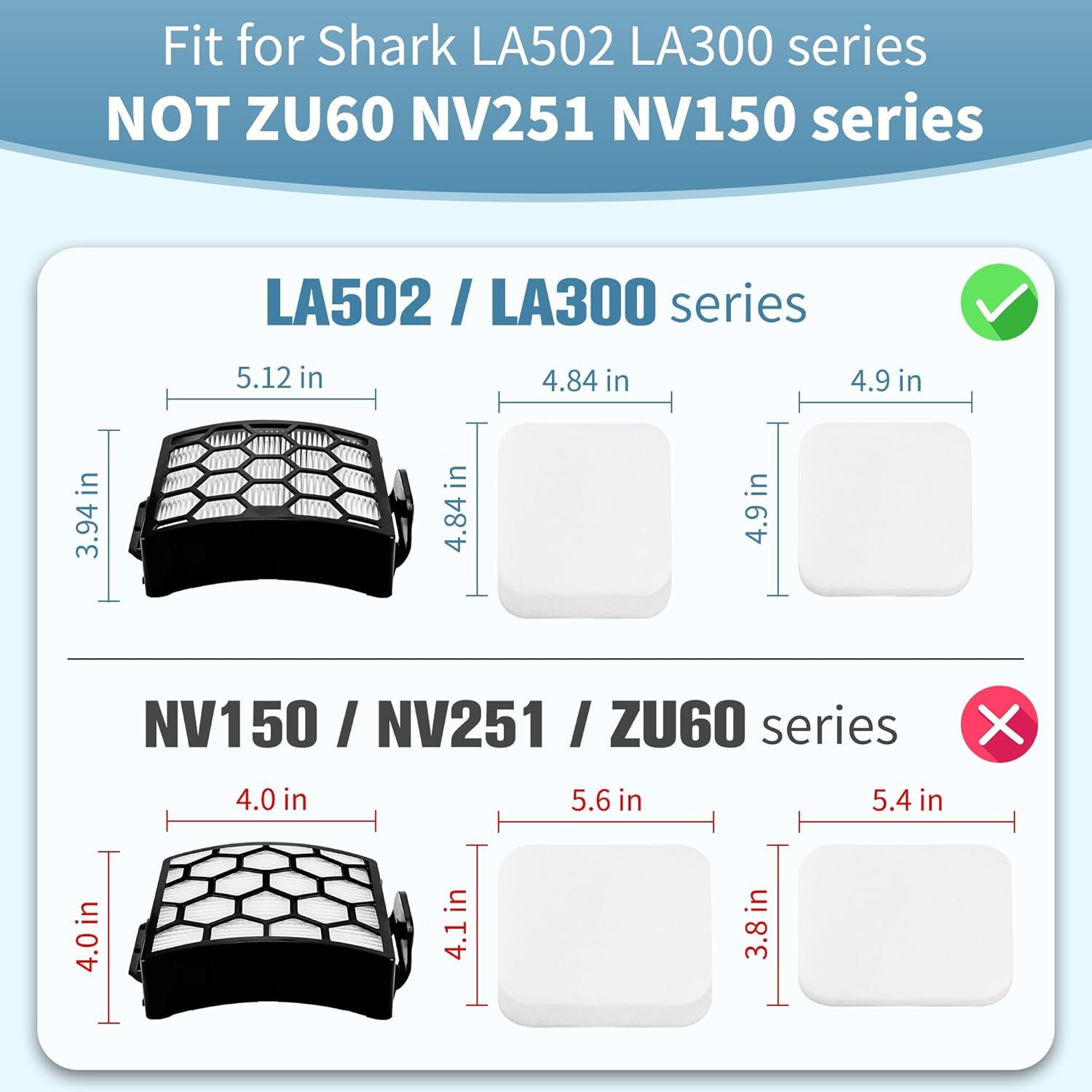 LA502 LA300 ilters Compatible with Shark Rotator Navigator Lit-Away ADV DuoClean Powerins Upright Vacuum LA300 LA301 LA322 LA502 Replaces Part # XK320 & XH320 hepa ilter - Image 2