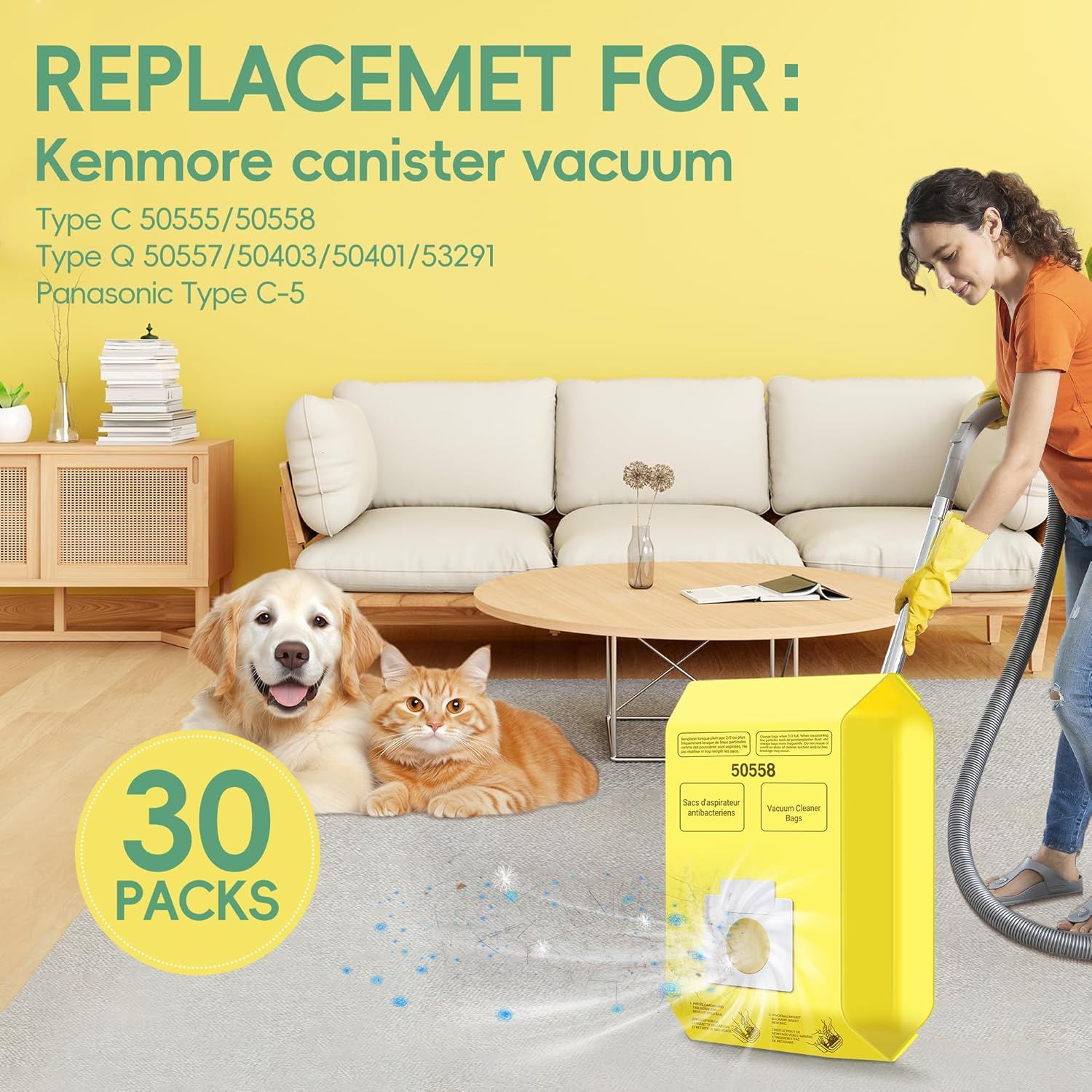 30 Pack Vacuum Cleaner Bags it or Kenmore Canister Type C/Q 5055 50555 50557 50558 and Pana·sonic Type C-5 C-18, 200 Series, 400 Series, 600 Series, 700 Series, 800 Series Vacuum By - Image 3