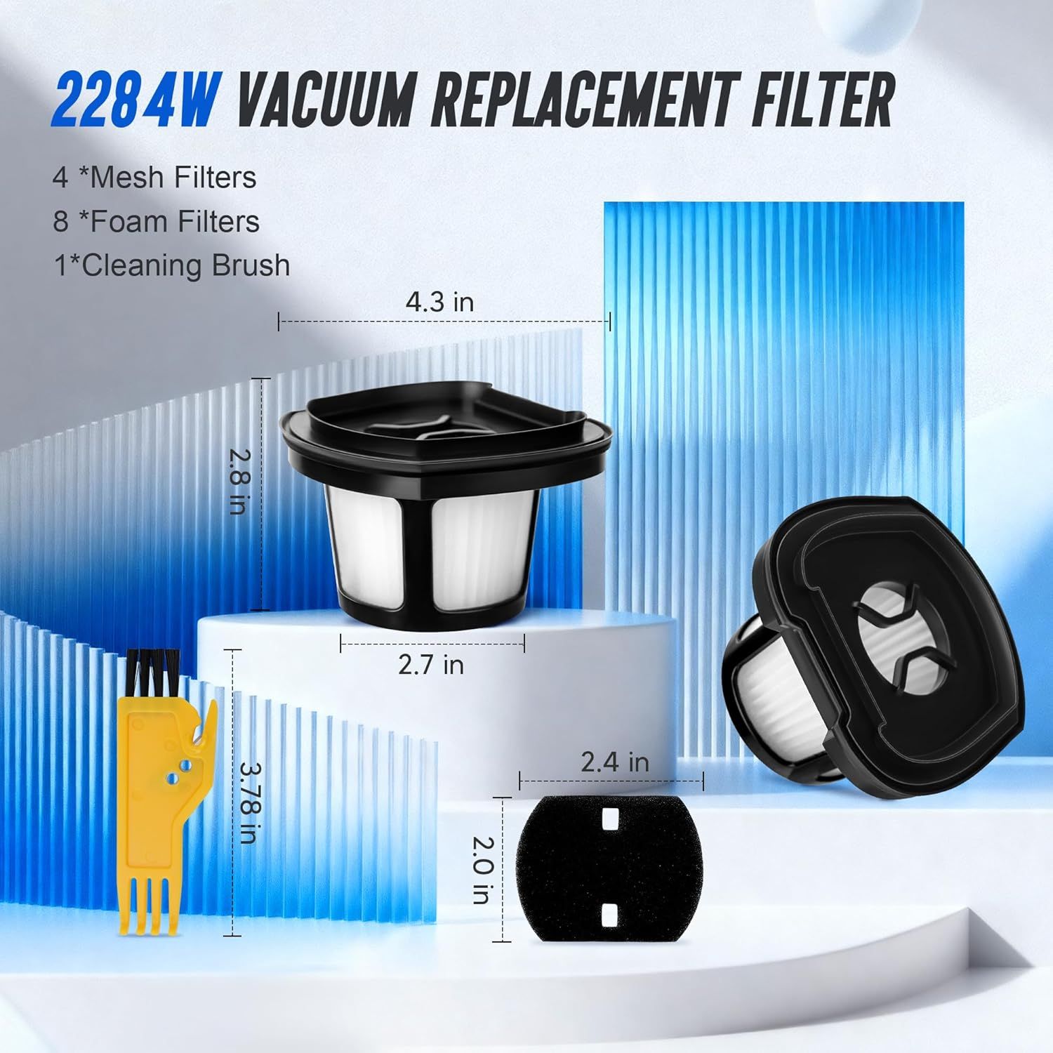 2390A 2284W Vacuum ilter Replacement or Bi-ssell Pet Hair Eraser ilter Hand Vac 2390, 2389, 2284W Compare to Parts # 1614212 1614203 1614204, 4-Pack - Image 4