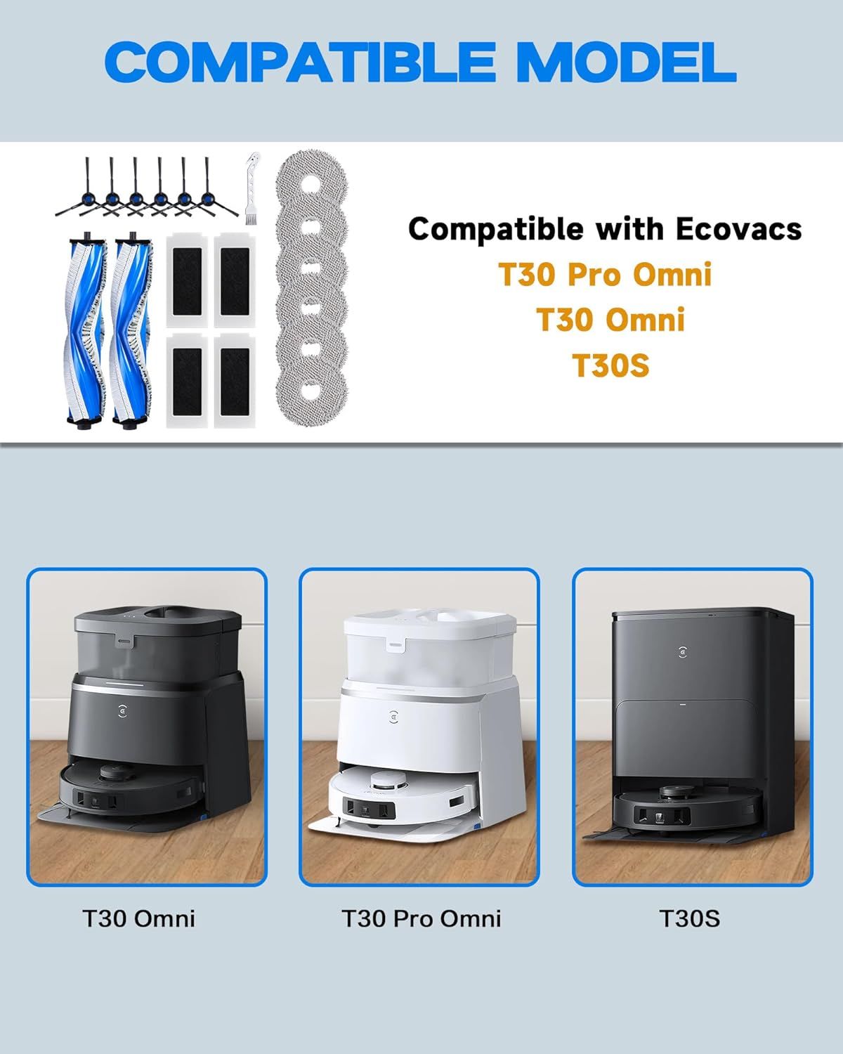 Accessories or ECOVACS DEEBOT T30S/T30S PRO/T30S AI Robot Vacuum, Quality Replacement Parts or Better Cleaning Perormance - Image 7