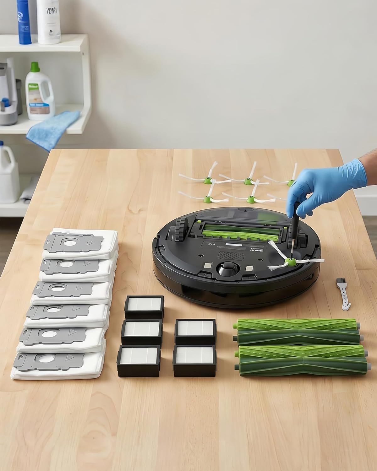 Replacement Parts & Accessories or i-Robot E, I & J Series, Combo i5, j5 Series Robot Vacuum, 2 Dual Multi-Surace Rubber Brushes & 6 HEPA ilter & 6 Edge-Sweeping Brushes & 6 Disposable Bags - Image 2