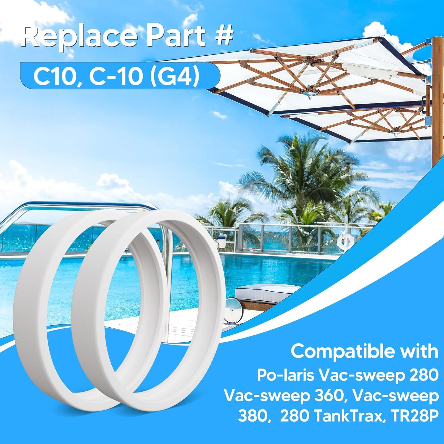 Pool Cleaner All Purpose Tire Replacement Part Compatible with Polaris 280 360 180 380 C10 C-10 Pack o 3 - Image 7