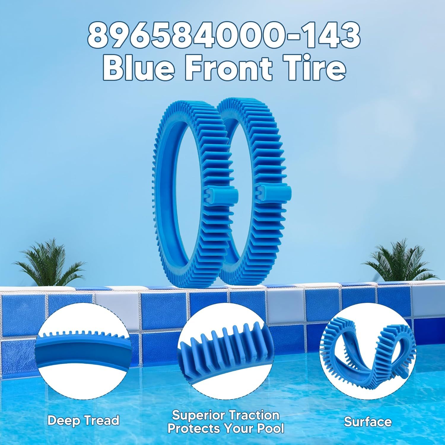 896584000-143 Blue ront Tire Kit with Super Hump Replacement or Haywood Poolvergnuegen Select Pool Cleaners and Perectly Compatible with Hayward Phoenix Cleaners (2 Pack) - Image 2