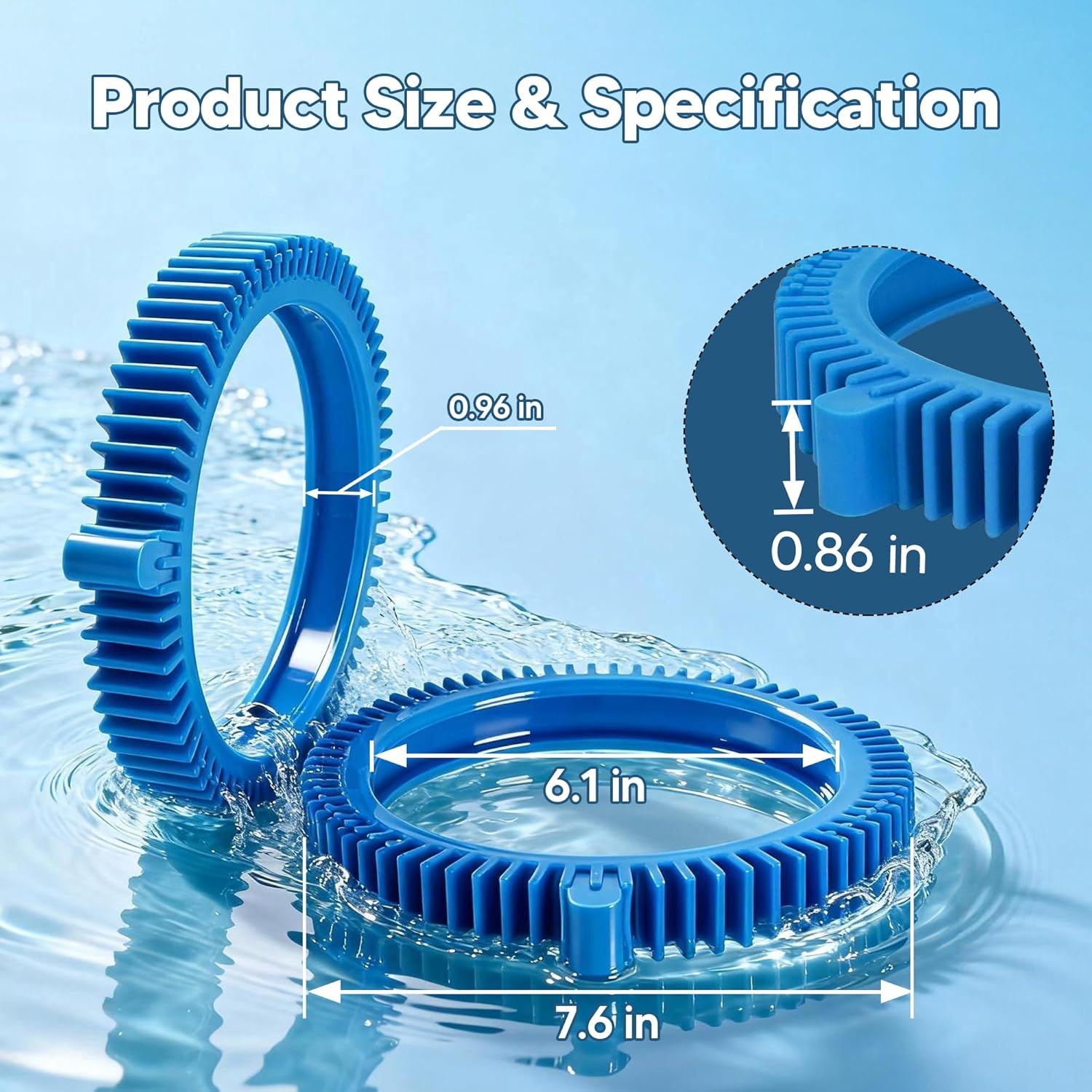 896584000-143 Blue ront Tire Kit with Super Hump Replacement or Haywood Poolvergnuegen Select Pool Cleaners and Perectly Compatible with Hayward Phoenix Cleaners (2 Pack) - Image 3