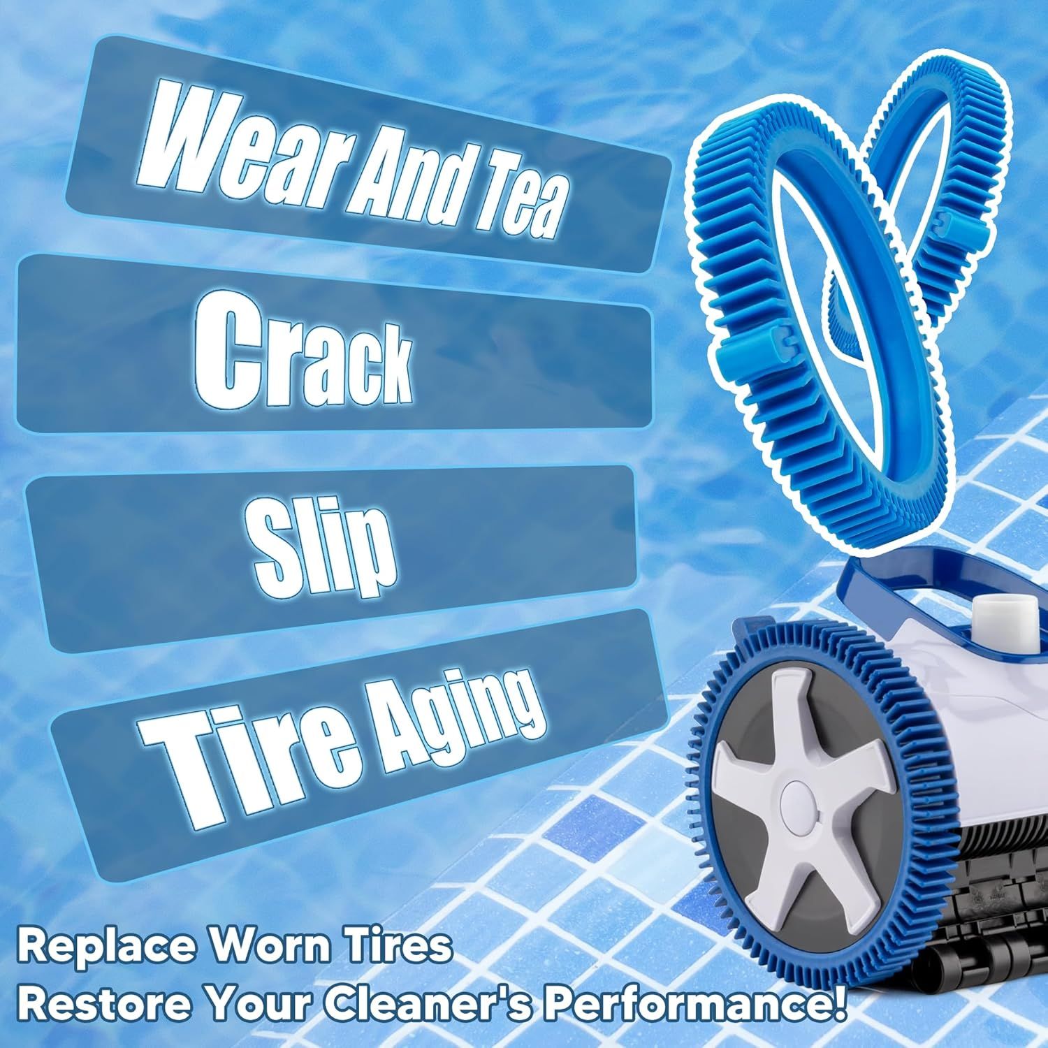 896584000-143 Blue ront Tire Kit with Super Hump Replacement or Haywood Poolvergnuegen Select Pool Cleaners and Perectly Compatible with Hayward Phoenix Cleaners (2 Pack) - Image 8