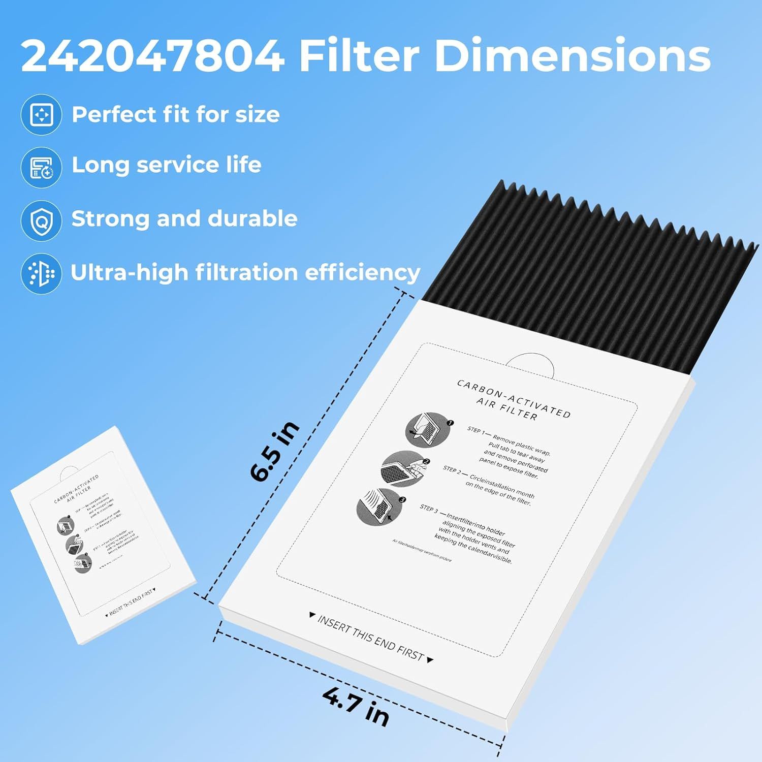 Rerigerator Air ilter Replacement or rigidaire PAULTRA Pure Air Ultra and Electrolux EACB ridge Replace 242061001, 242047801, 242047804-6 Pack by - Image 2