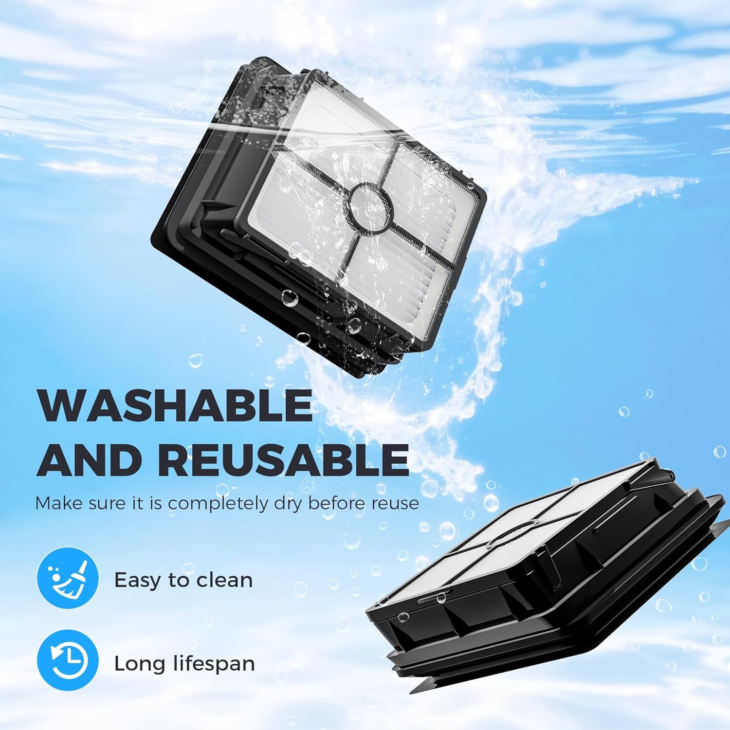 6 Pack 1866 ilters Compatible with Bissell Crosswave 3888A 1785 2210 2211 2304 2306 2551 2554 2590 2593 2596 CrossWave Cordless Max All in One Wet-Dry Vacuum Cleaner, Compare to Part # 1608684 - Image 8