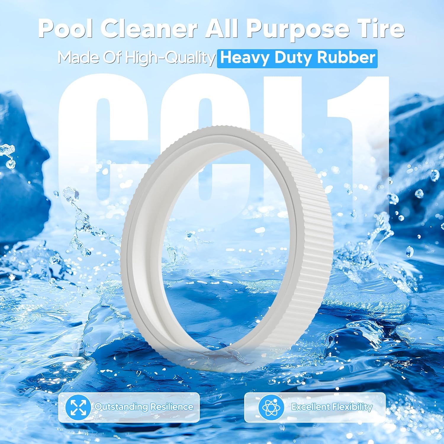 Upgraded Rubber Tire with Treads LLC1 Tire and 360007 Tire Replacement or Pentair Legend Pool Cleaner Wheel Rubber Tires Automatic Pool and Spa Cleaner (4 Pack) - Image 2
