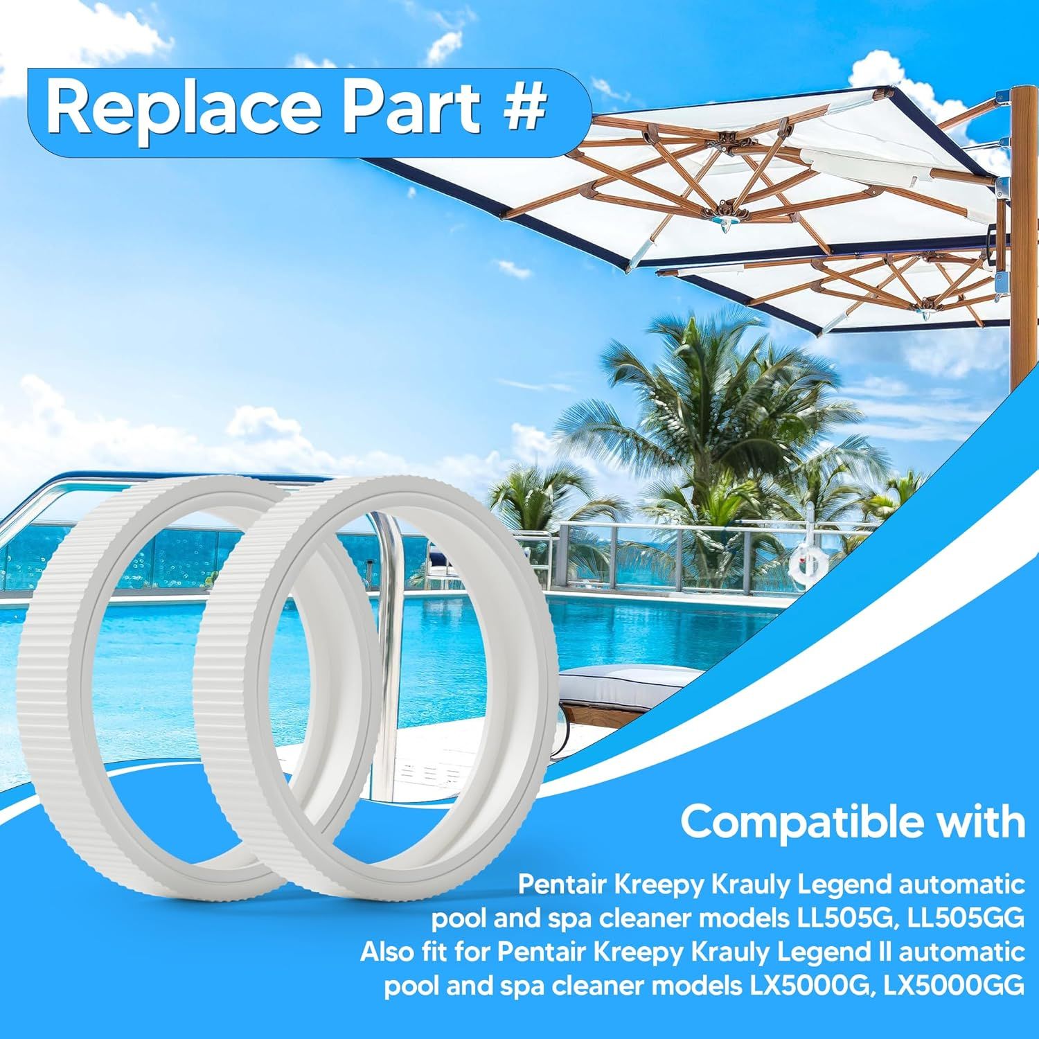 Upgraded Rubber Tire with Treads LLC1 Tire and 360007 Tire Replacement or Pentair Legend Pool Cleaner Wheel Rubber Tires Automatic Pool and Spa Cleaner (4 Pack) - Image 5
