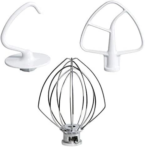 Mixers Accessories K45WW Wire Whip K45DH Dough Hook K45B Coated lat Blade Paddle with Scraper Replacement or Kitchen Tilt-Head Aid Stand Mixer Attachments- Stainless Steel - Image 1
