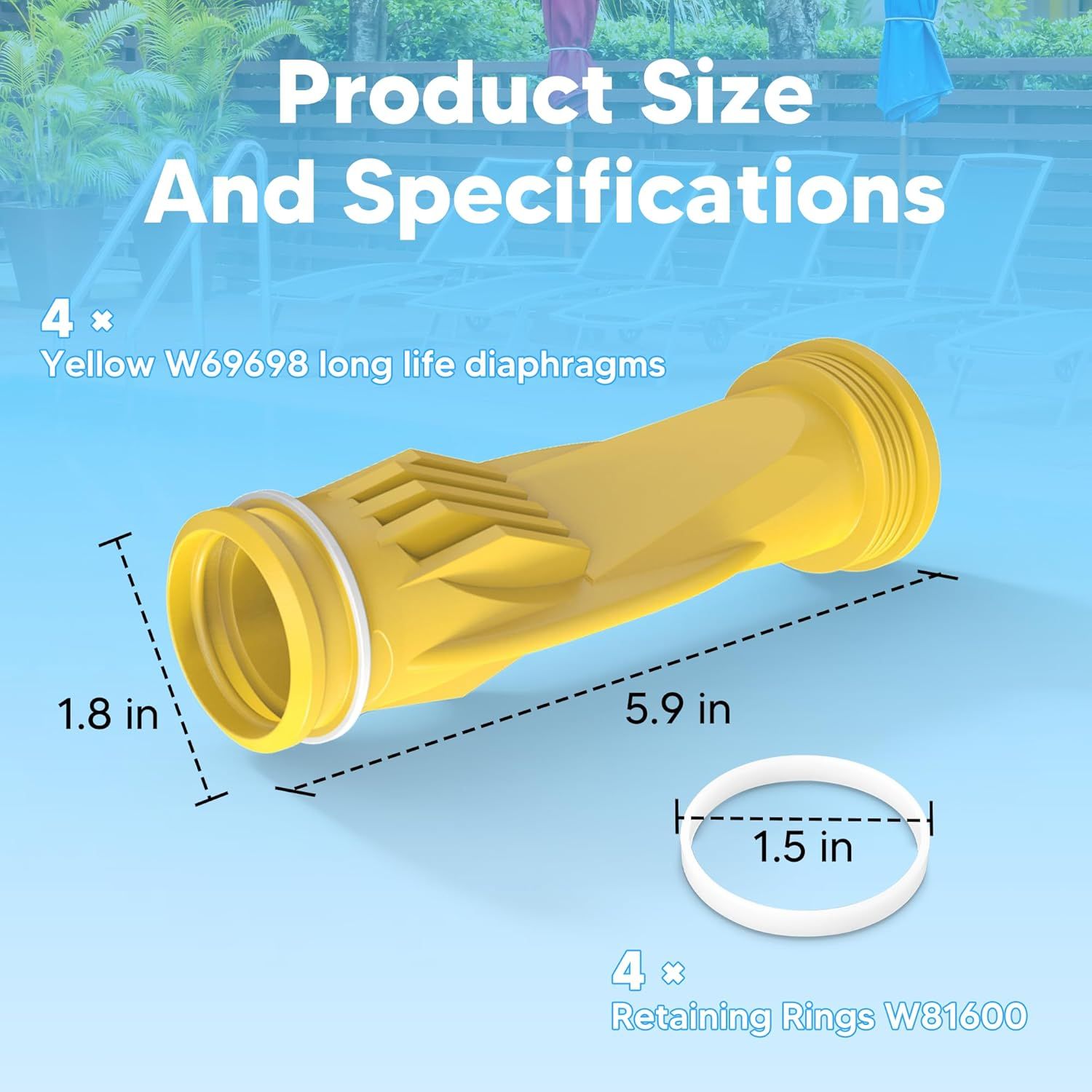 W69698 Pool Cleaner Diaphragm with W81600 Rataining Ring Long-Lie Replacement or Zodiac Baracuda G3 G4 (4 Pack) - Image 2