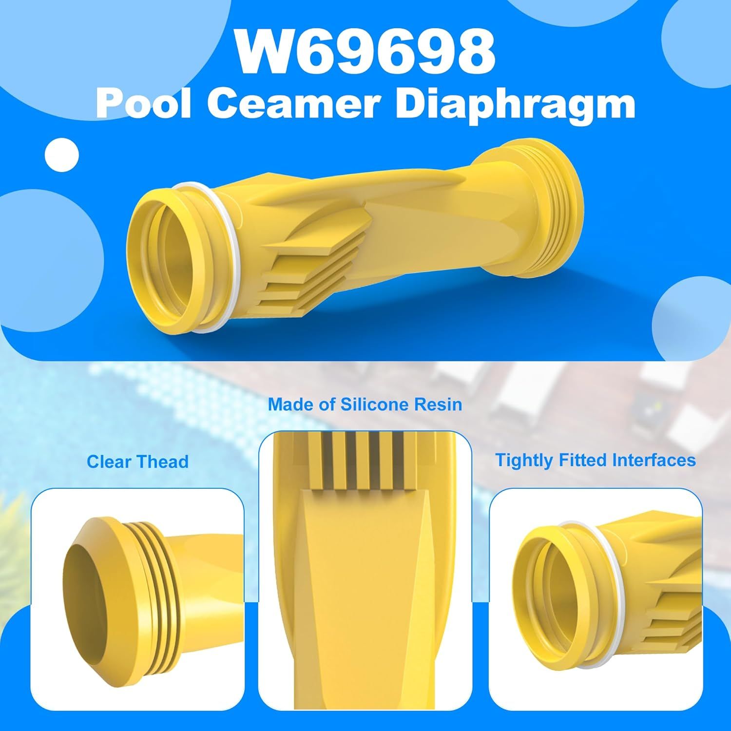 W69698 Pool Cleaner Diaphragm with W81600 Rataining Ring Long-Lie Replacement or Zodiac Baracuda G3 G4 (4 Pack) - Image 3