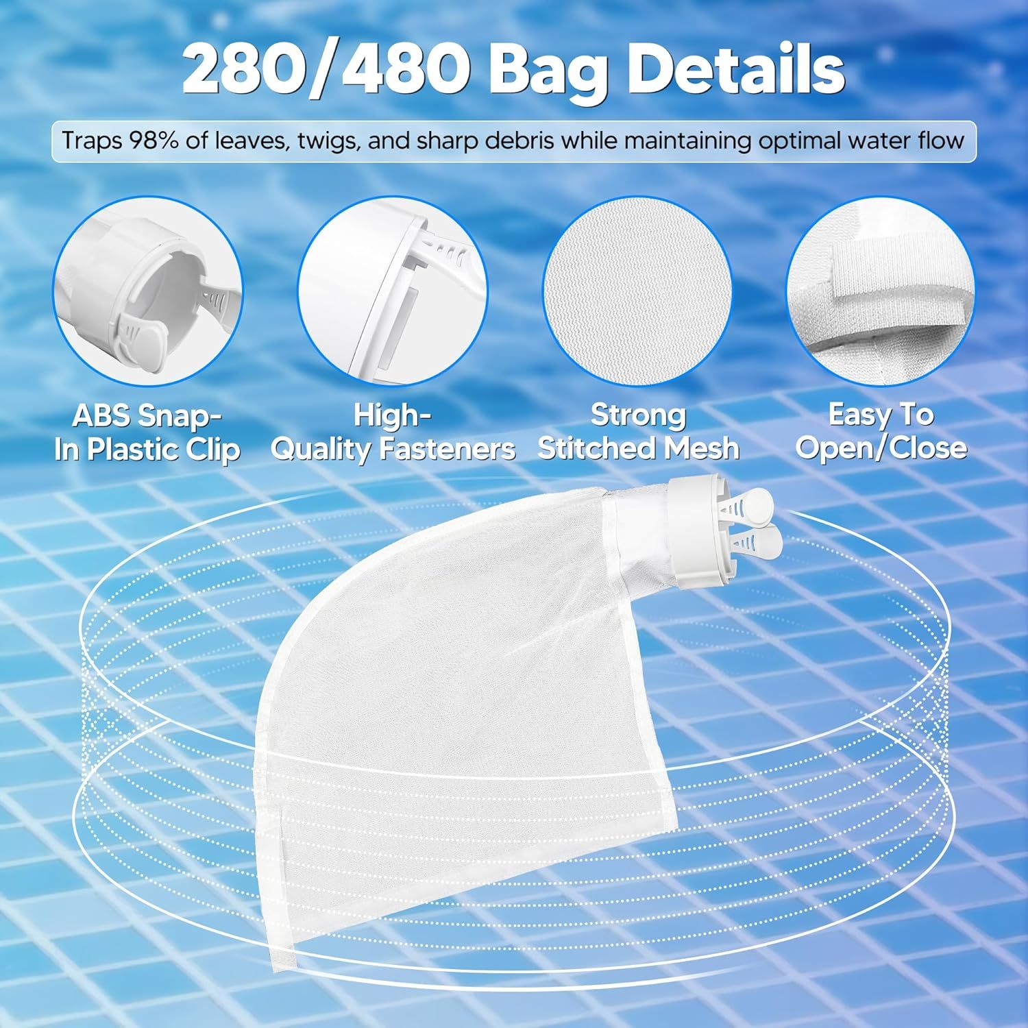 Pool Spa Bags ilter Bag Replacement or Polaris 280, 480 Pool Cleaner Bags K13 K16, 2 Pack - Image 3
