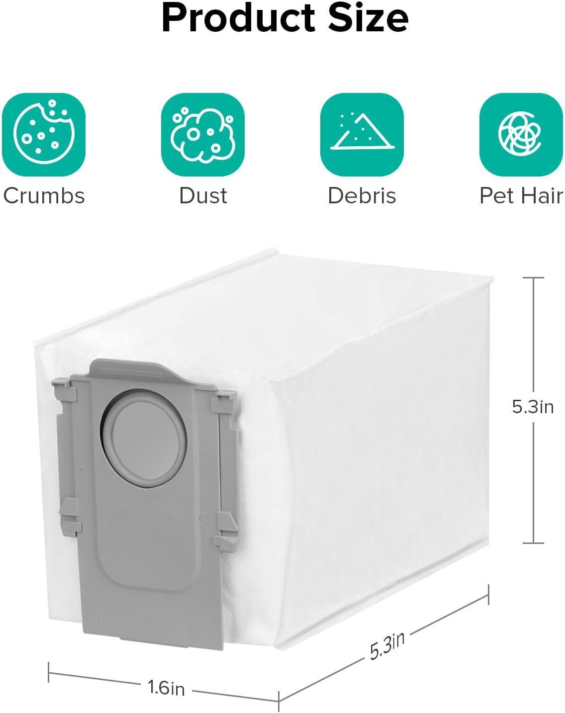 6 Packs Disposable Dust Bags or QV35A, Saros10series, Saros20, Saros 20 Sonic, QrevoCurv2low, QrevoCurv, QrevoEdgeS5A, QrevoSlim, S8MaxUltra, QrevoMaxV, QRevo series Robot Vacuum - Image 2