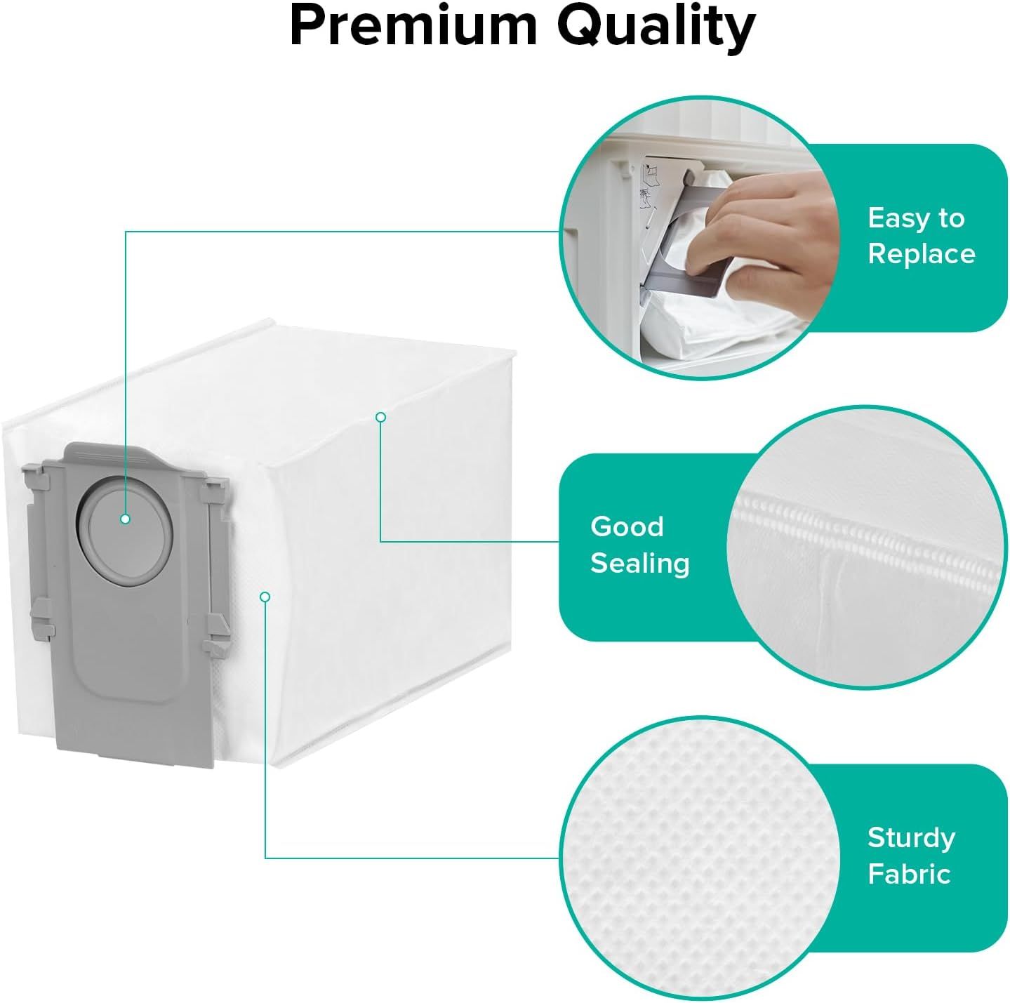 6 Packs Disposable Dust Bags or QV35A, Saros10series, Saros20, Saros 20 Sonic, QrevoCurv2low, QrevoCurv, QrevoEdgeS5A, QrevoSlim, S8MaxUltra, QrevoMaxV, QRevo series Robot Vacuum - Image 5
