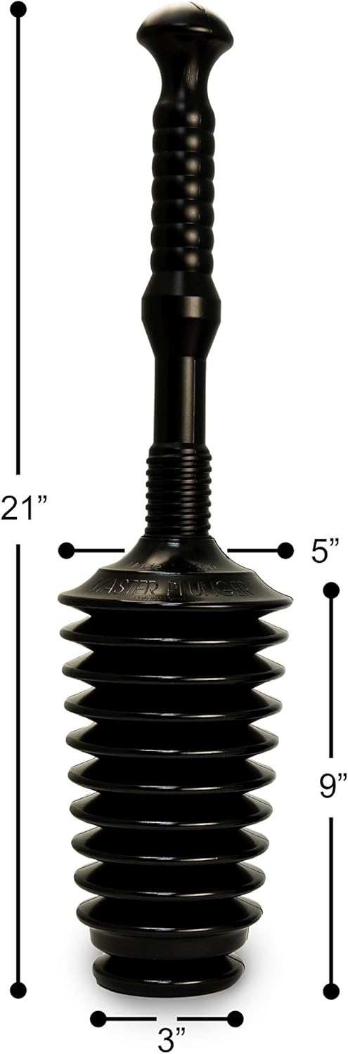 Master Plunger MP500-3TB Heavy Duty Bathroom Toilet Plunger Kit with Tall Bucket. Equipped with Air Release Valve, Black - Image 5