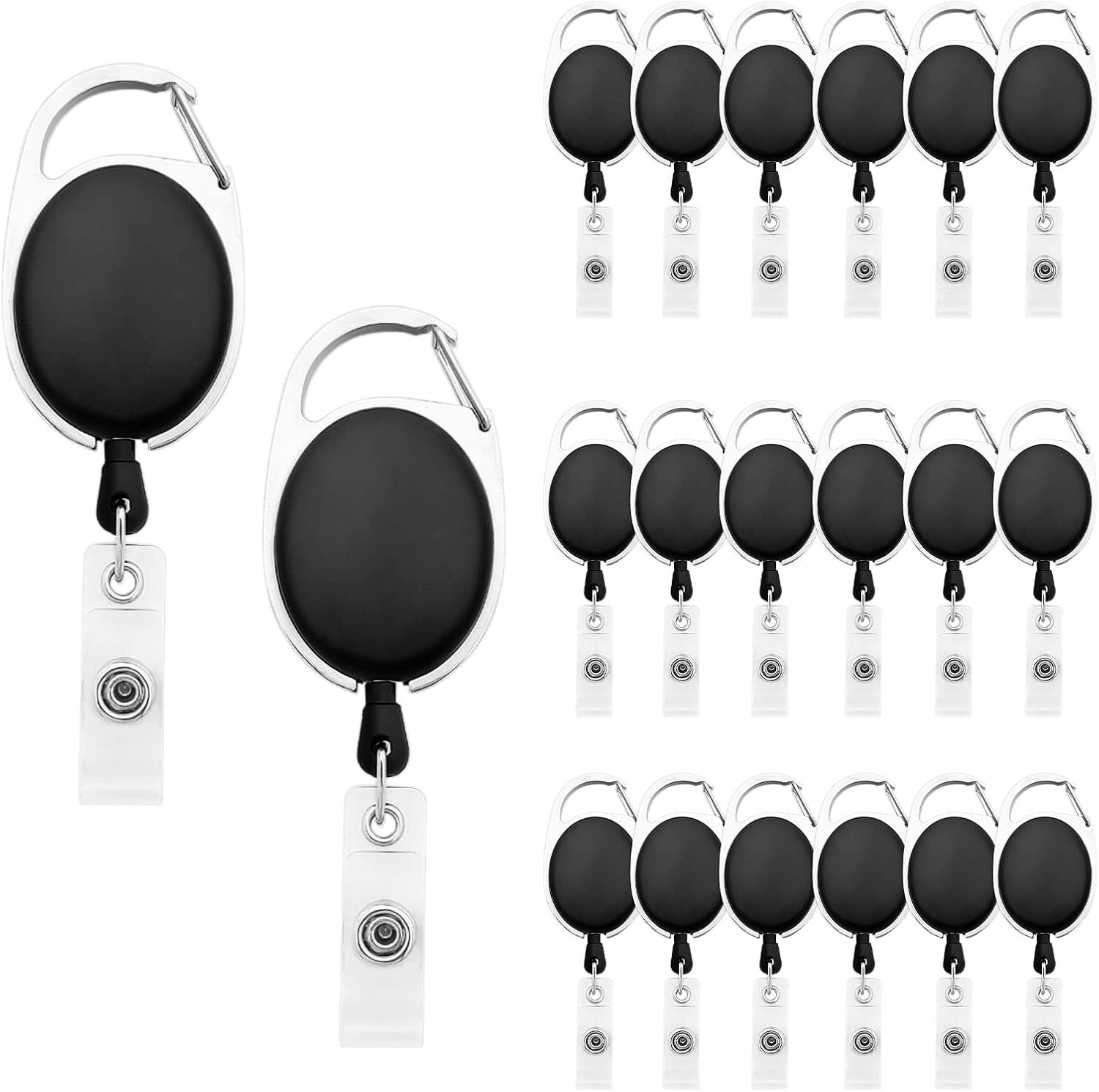 20Pcs Retractable ID Badge Holders ID Badge Reels with Clip Retractable Badge Holders or Oice Worker Doctor Nurse (Black) - Image 1