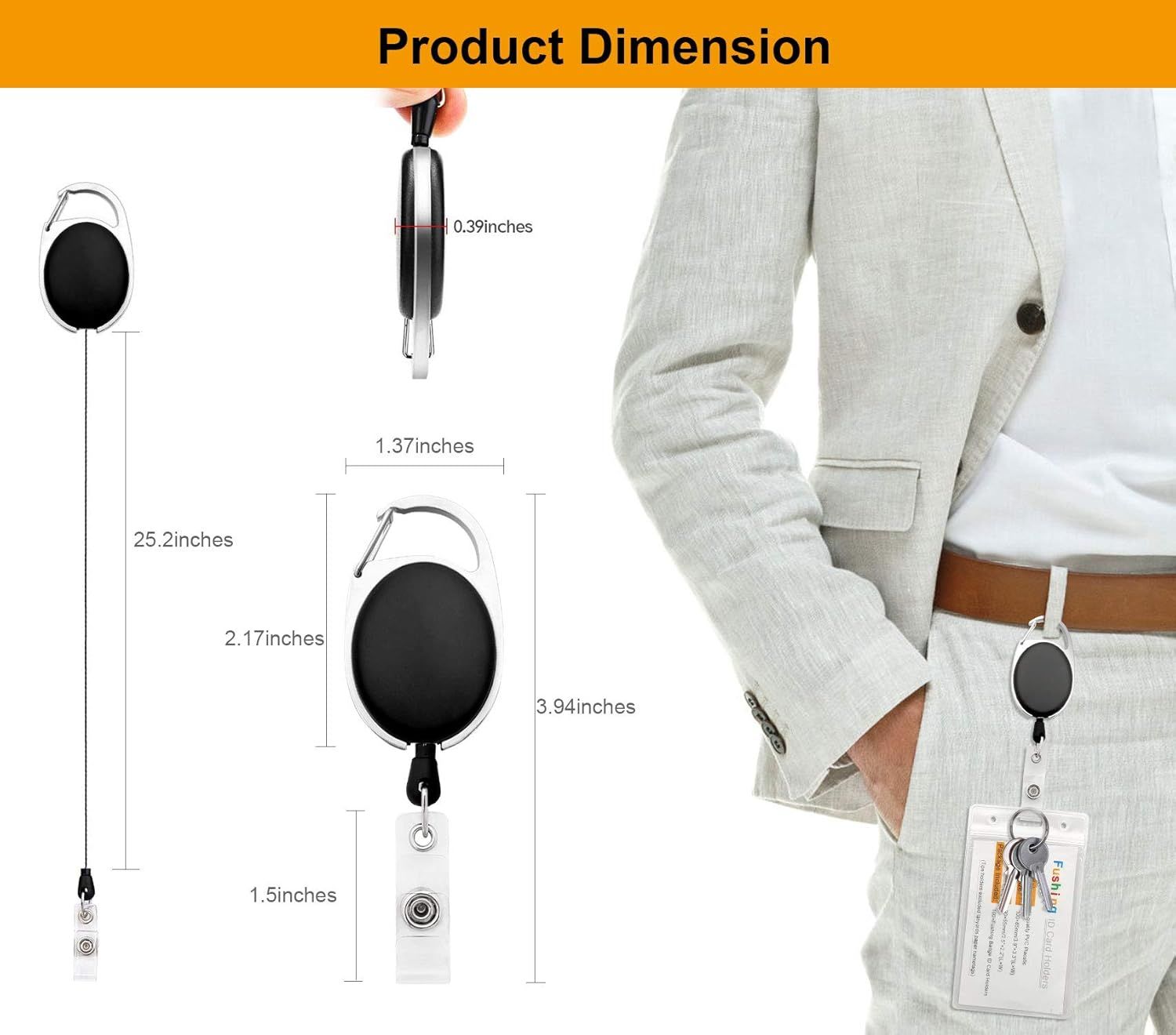 20Pcs Retractable ID Badge Holders ID Badge Reels with Clip Retractable Badge Holders or Oice Worker Doctor Nurse (Black) - Image 3