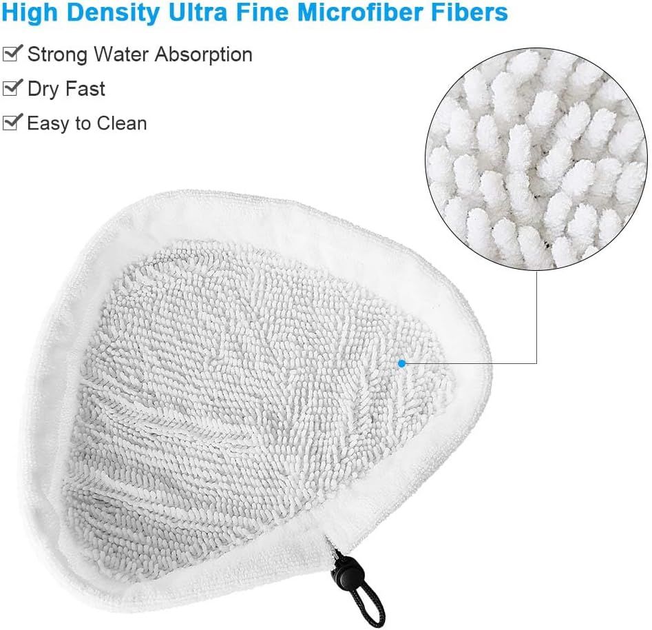 6Pcs Steam Mop Pads,Reusable Washable Microiber Steamer Cleaning Pads Replacement Pads Accessories or Steamboy X5 H2O H20 S302 S001 SKG 1500W Steam Mop - Image 3